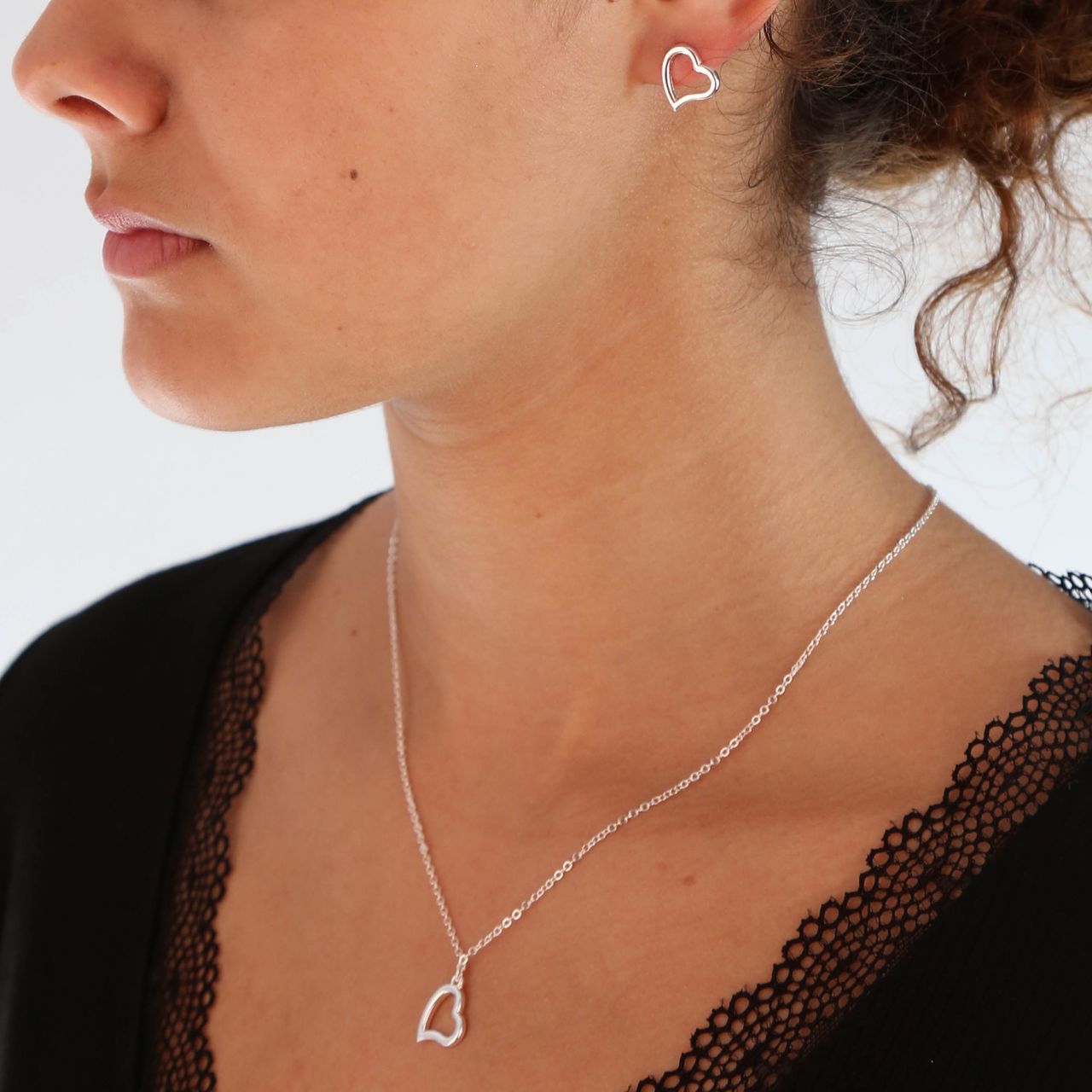 Byoux set ketting met oorbellen hartje