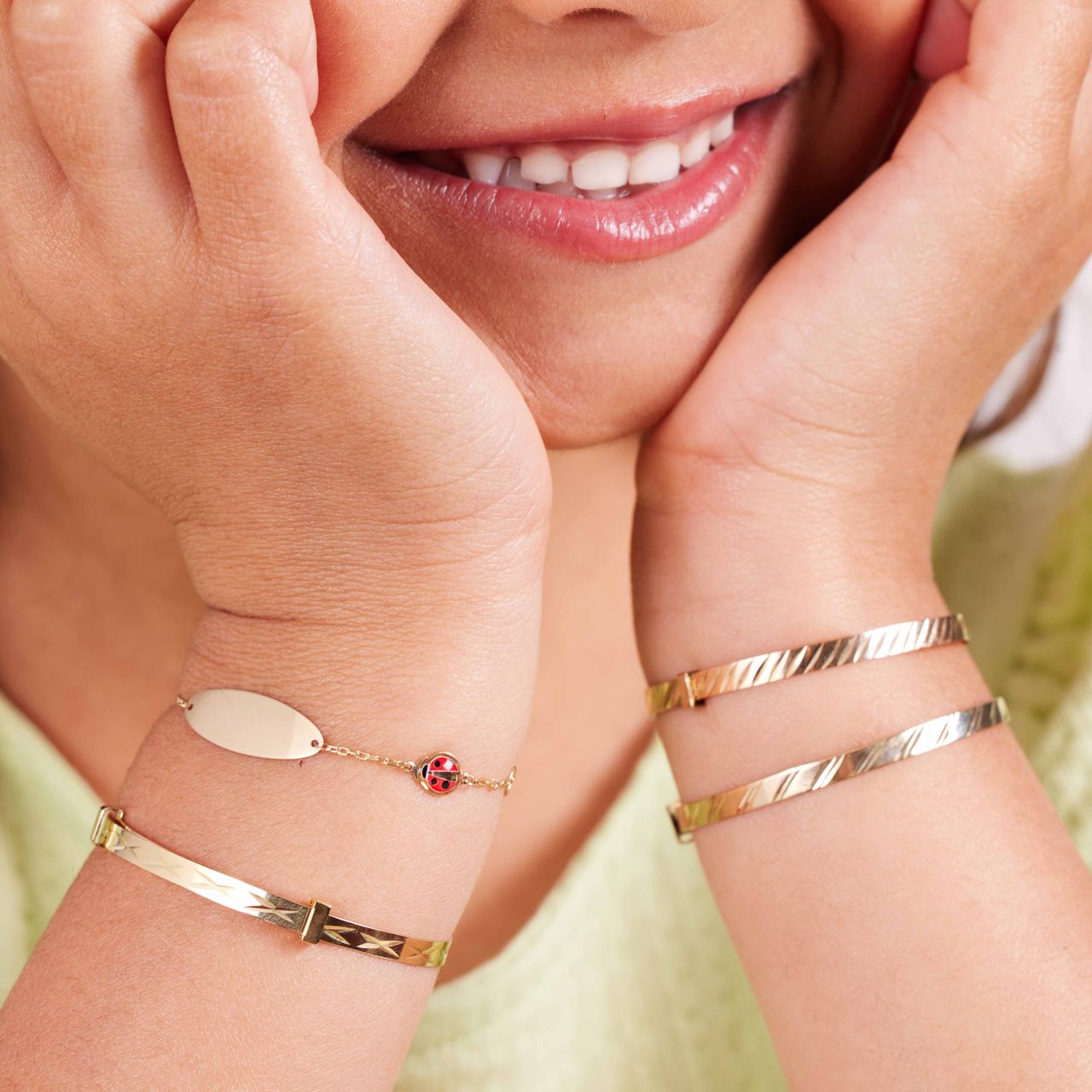 14 Karaat gouden kinder-plaatarmband lieveheersb