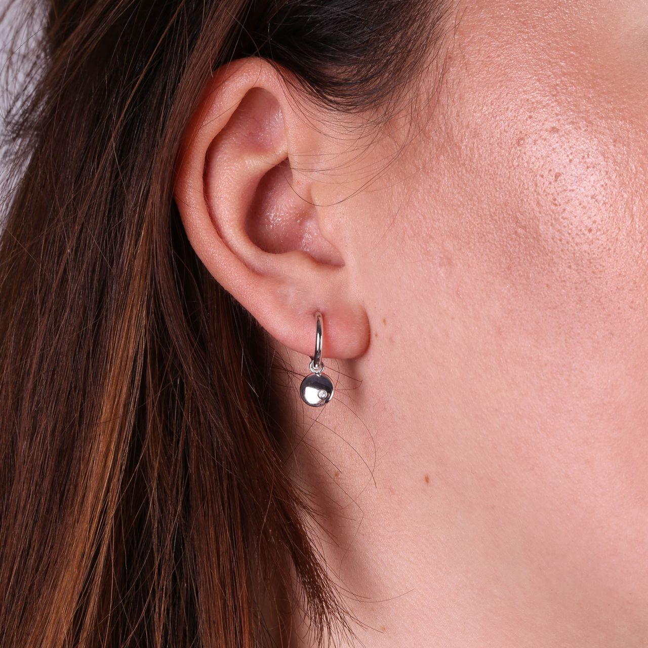 Ohrringe, 925 Silber, Scheibe mit Zirkonia