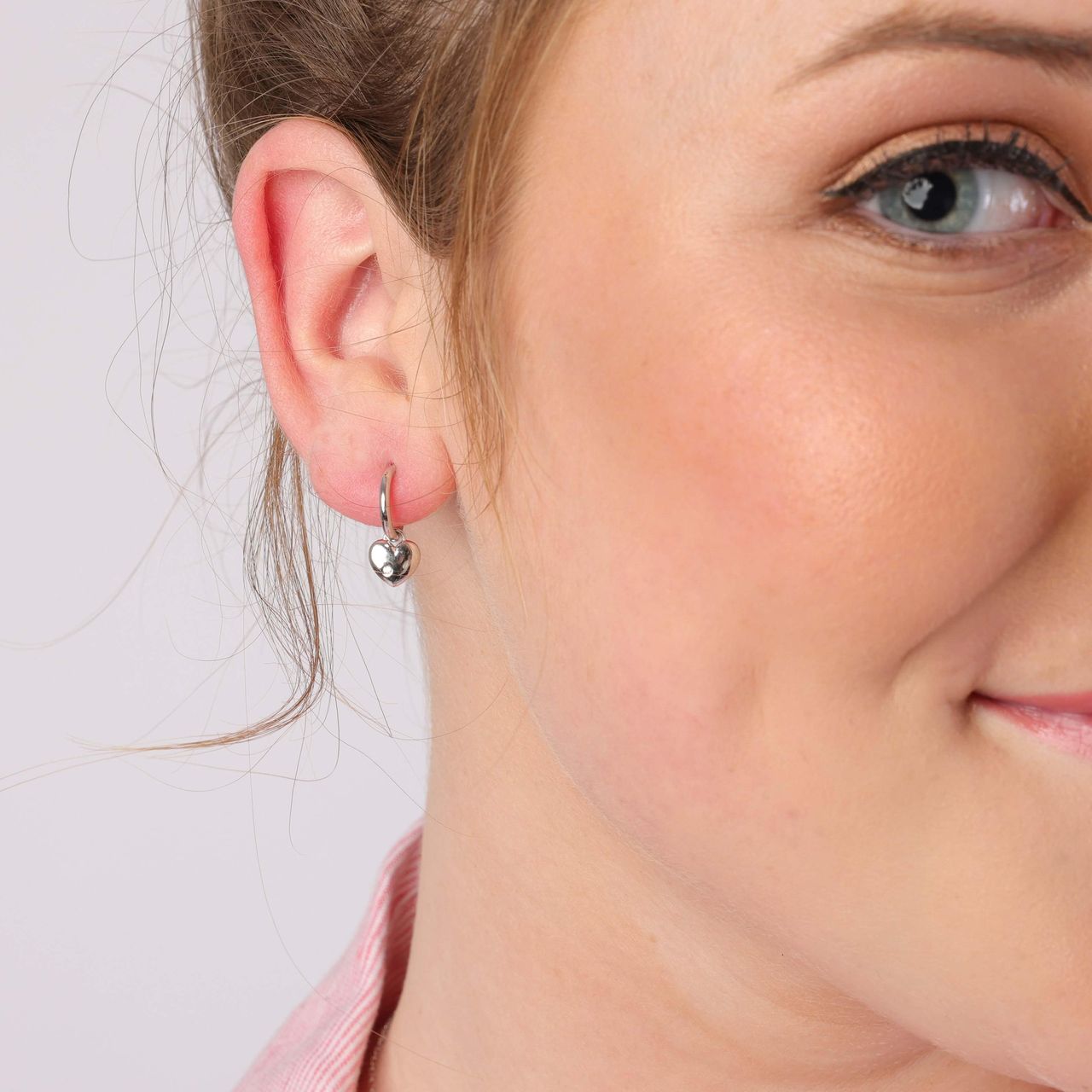 Ohrringe, 925 Silber, Herz mit Zirkonia
