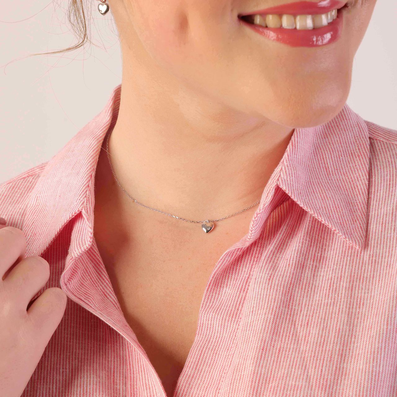 Zilveren ketting&hanger hart met zirkonia