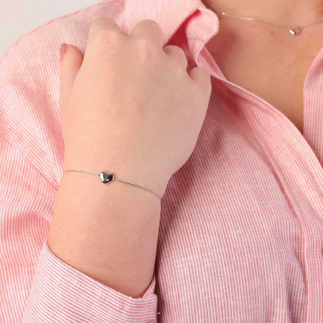 Zilveren armband hart met zirkonia