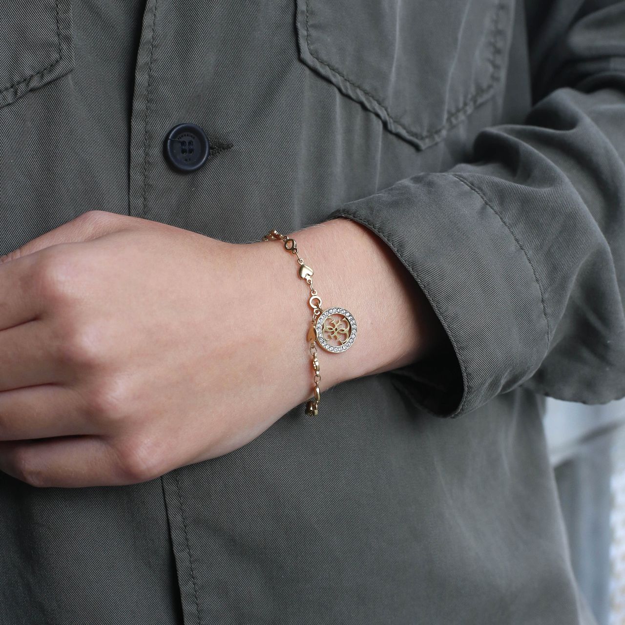 Guess stainless steelgoldplated armband Tropical Sun
