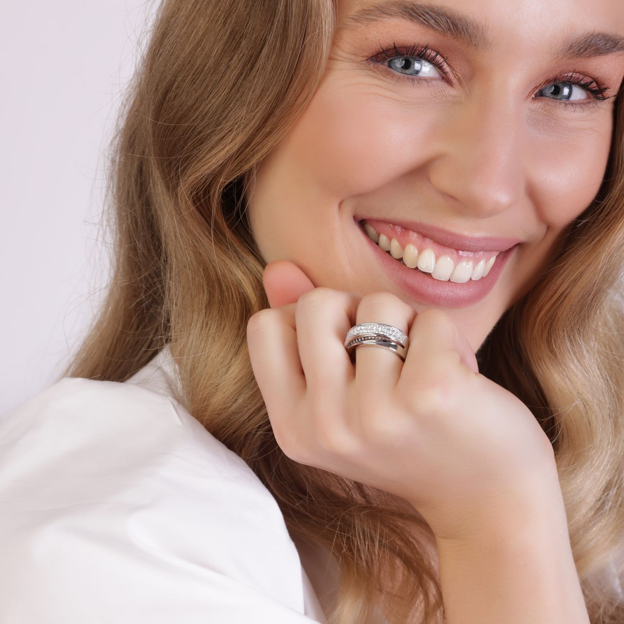 Ring, 925 Silber, breit, mit Zirkonia