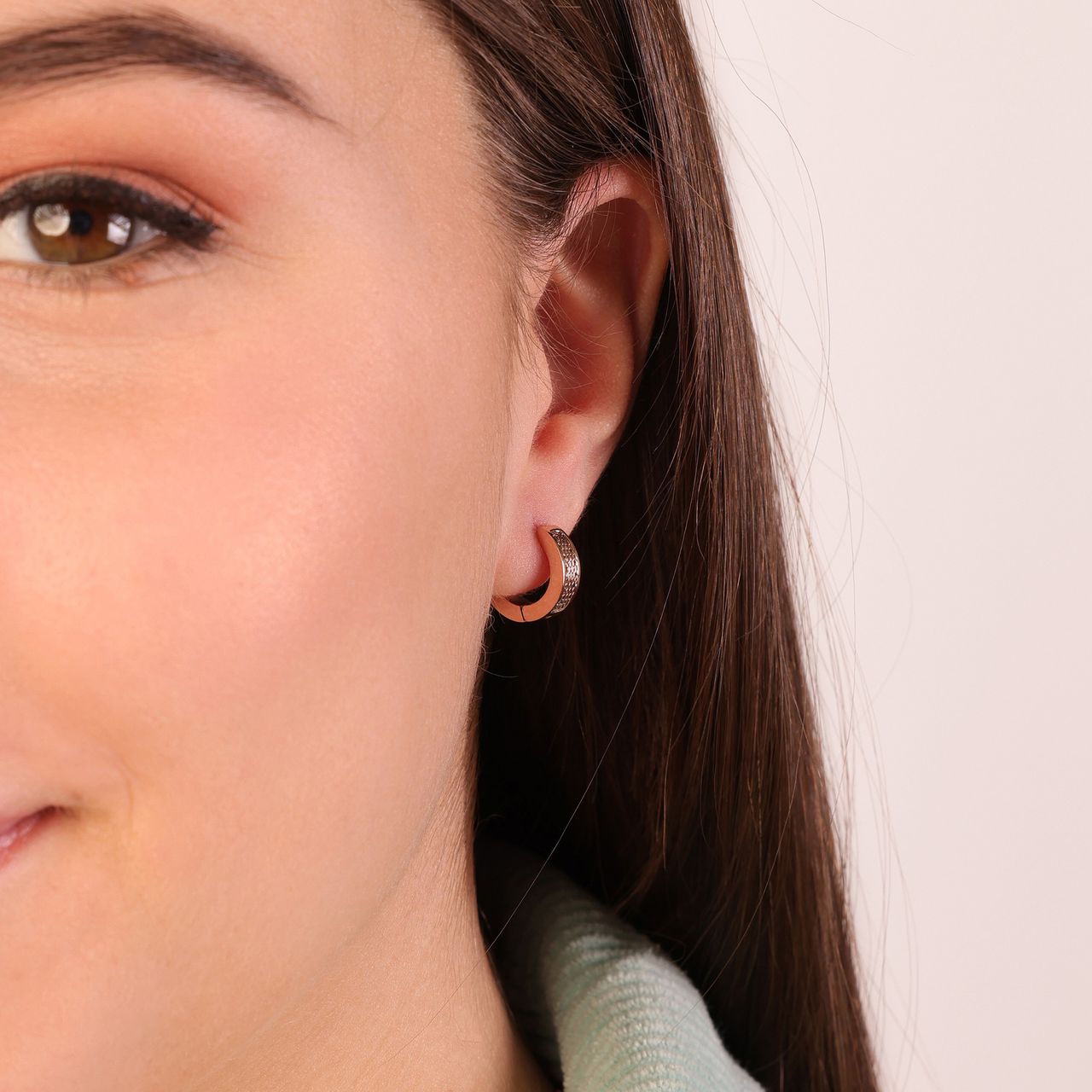 Stainless steel roséplated oorringen voor dames