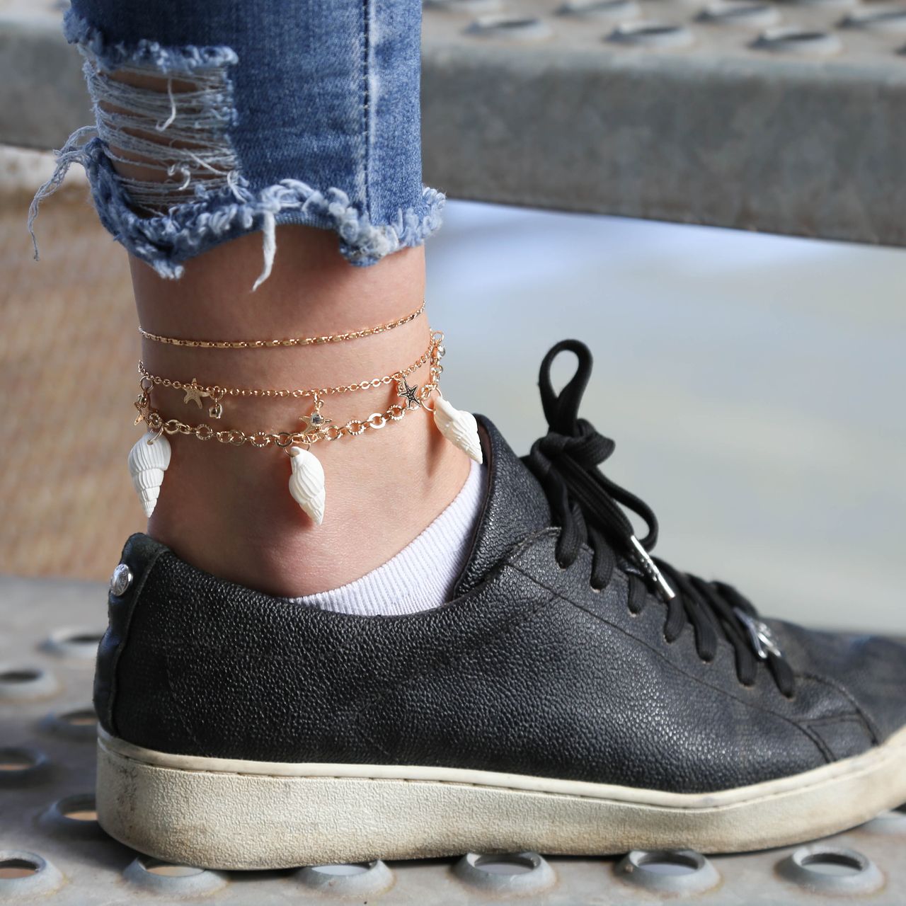 Bijoux goudkleurige enkelbandje schelp voor dames
