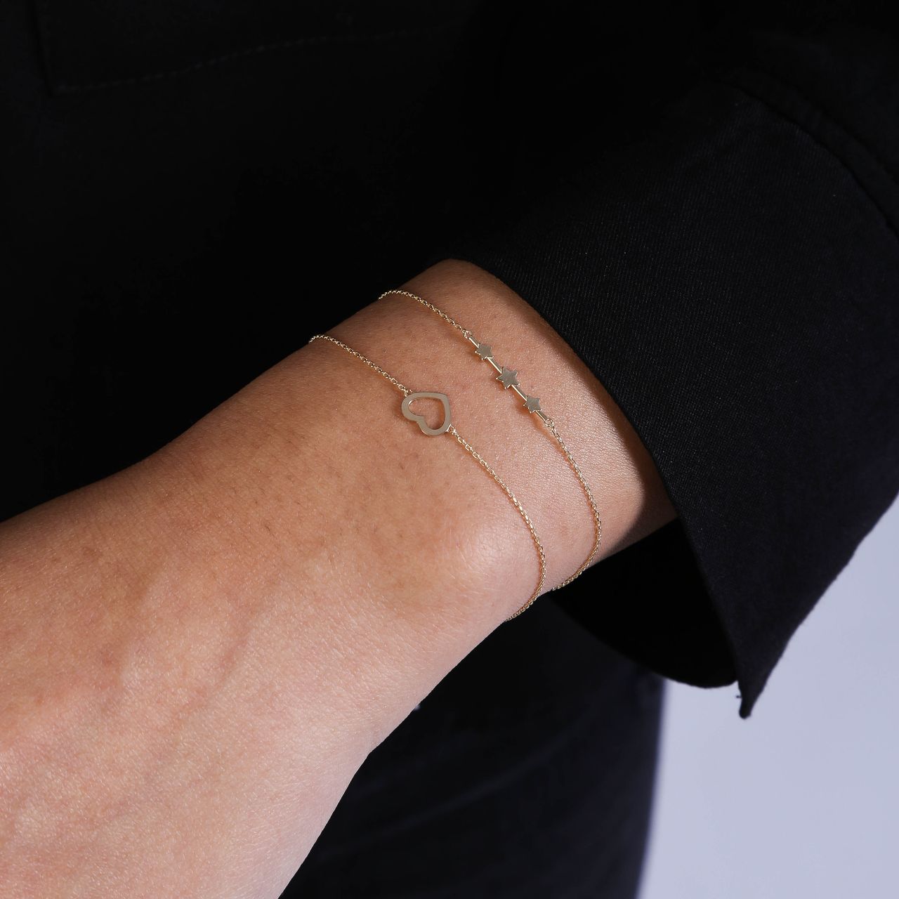 14 karaat geelgouden armband 3 sterren