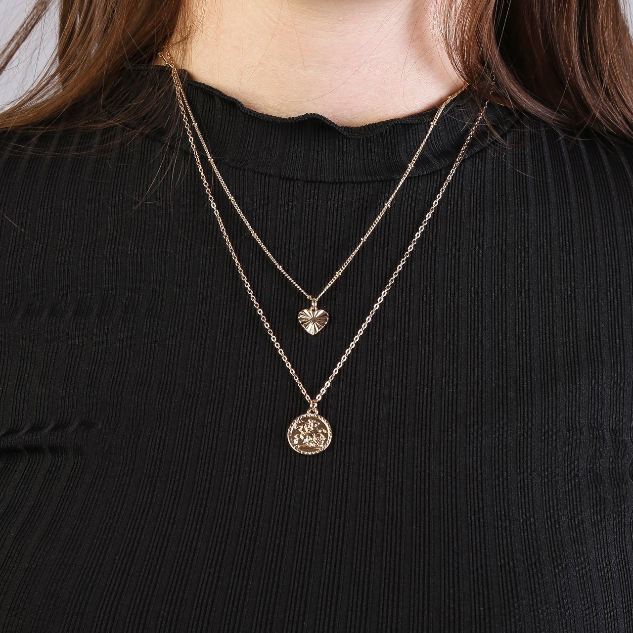 Goudkleurige byoux ketting met hanger hart