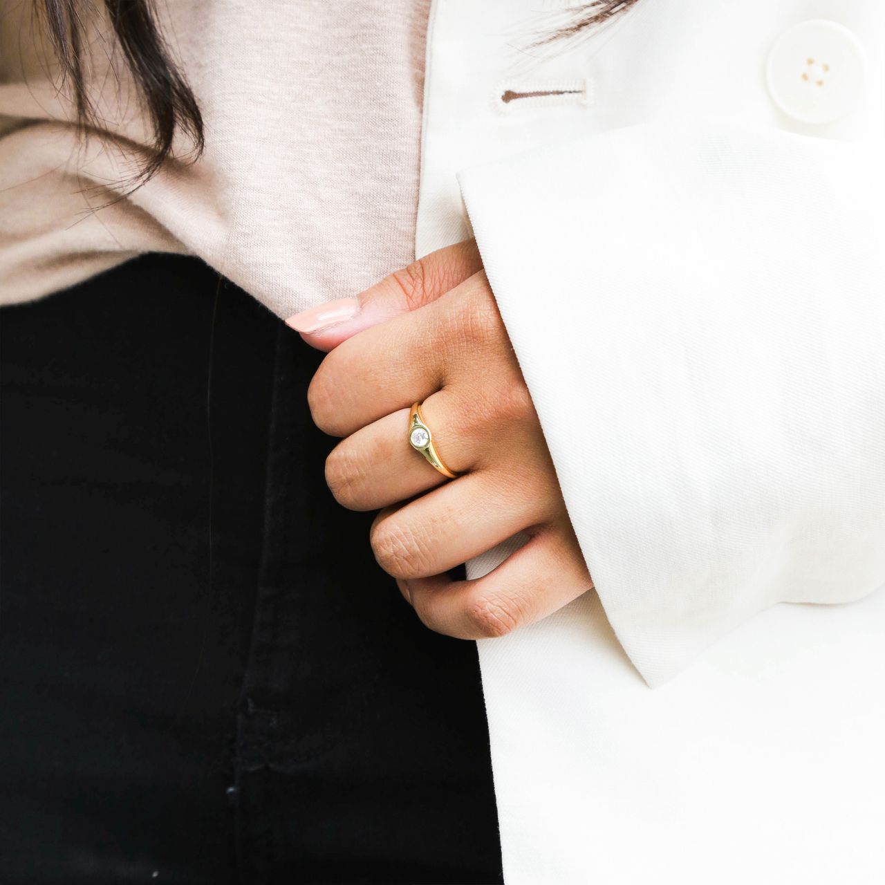 Zilveren goldplated ring met zirkonia voor dames