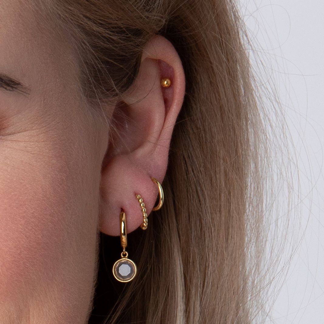 Zilveren oorbellen goldplated bolletjes 15mm