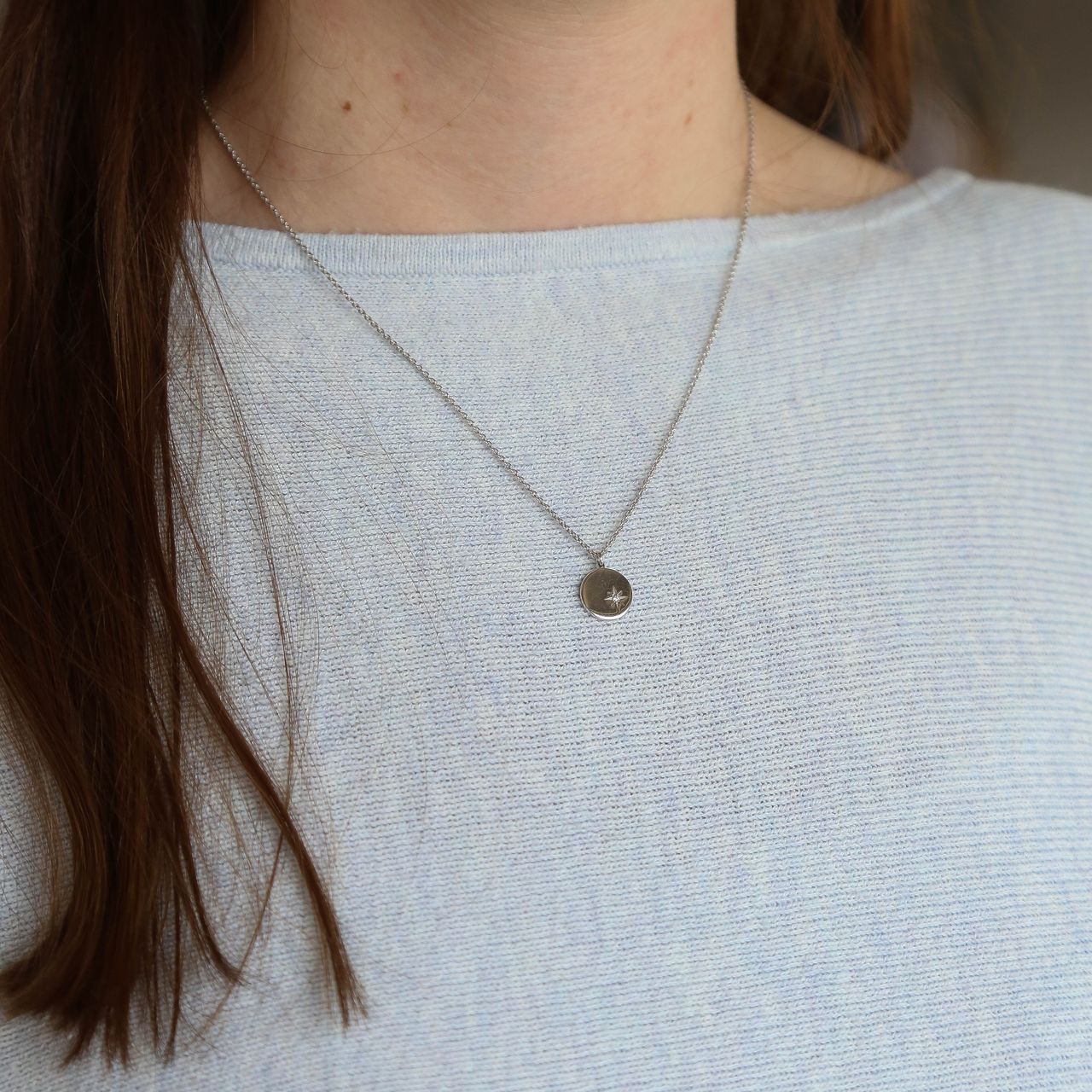 Zilveren ketting disc galaxy ster met zirkonia