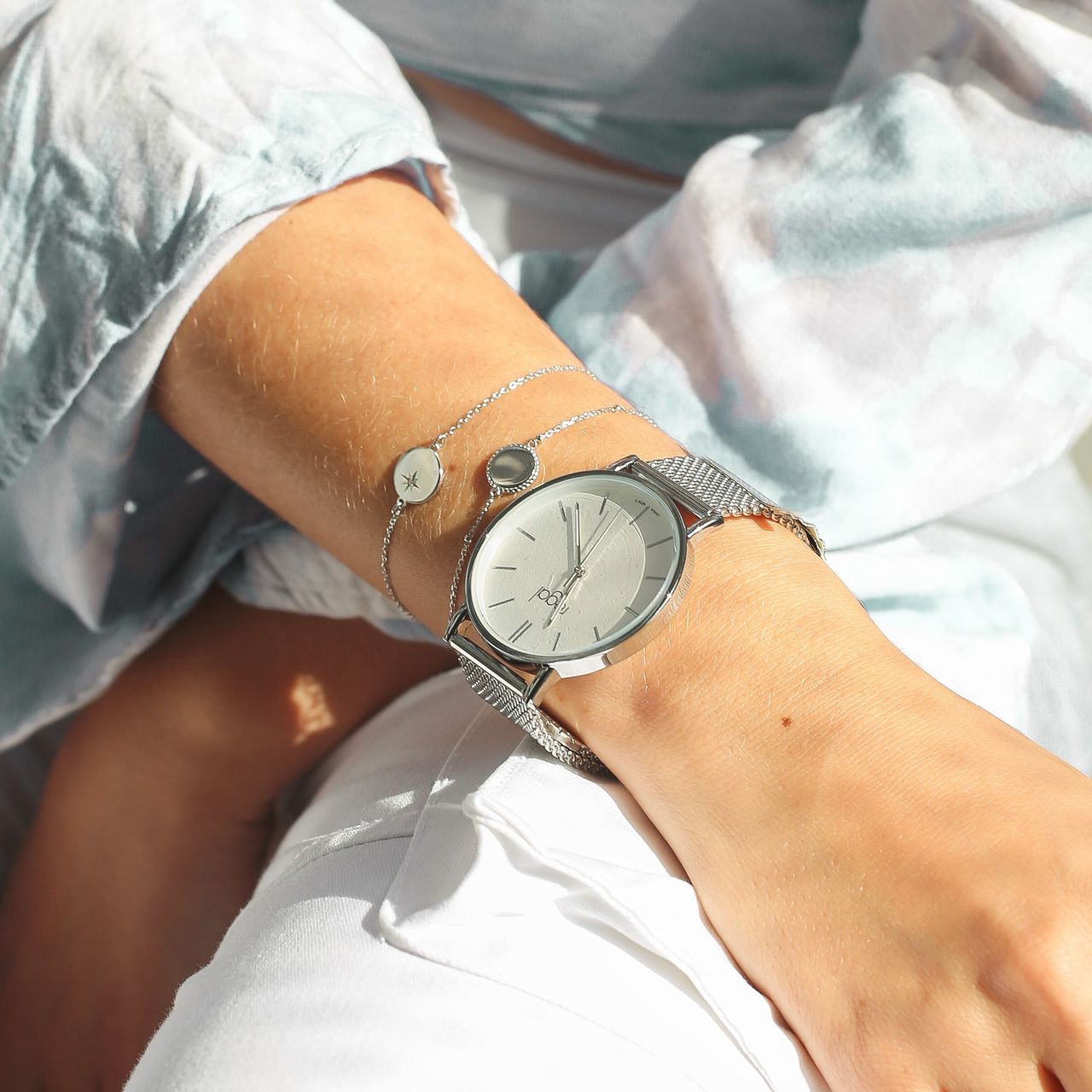 Zilveren armband disc galaxy ster met zirkonia