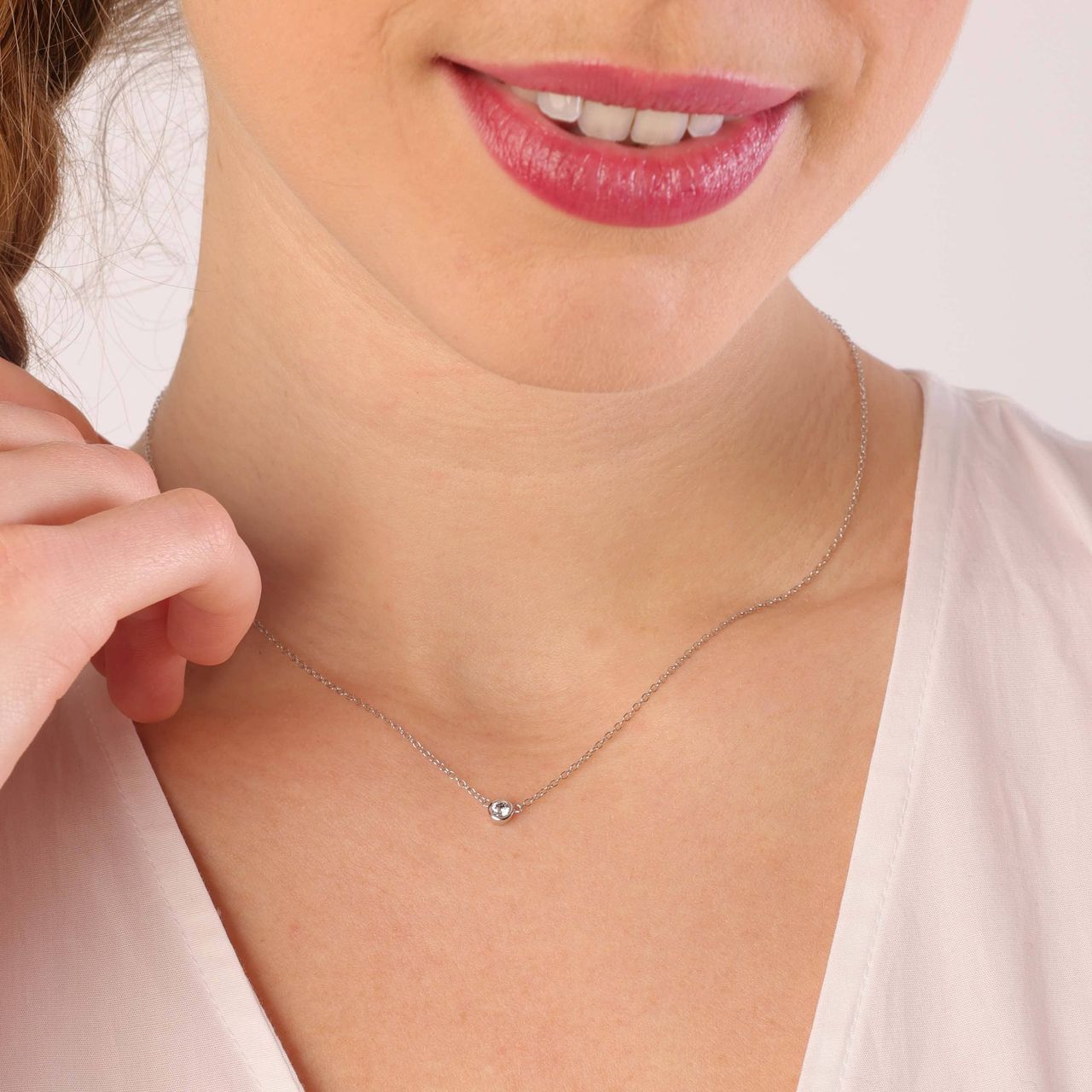 Halskette & Anhänger, 925 Silber, mit Zirkonia