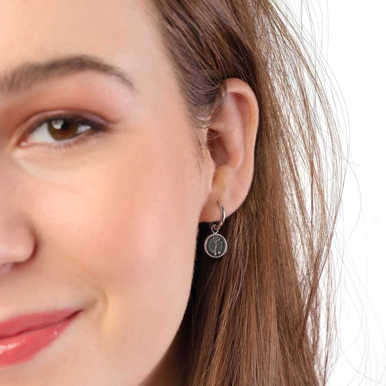 Silberohrringe, Rose mit Zirkonia