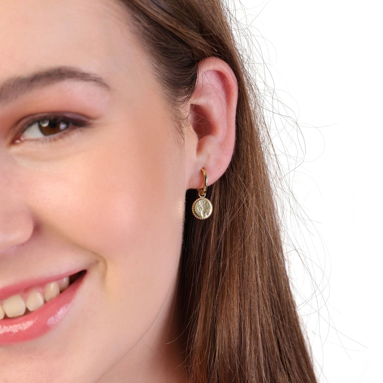 Silberohrringe, vergoldet, Rose mit Zirkonia