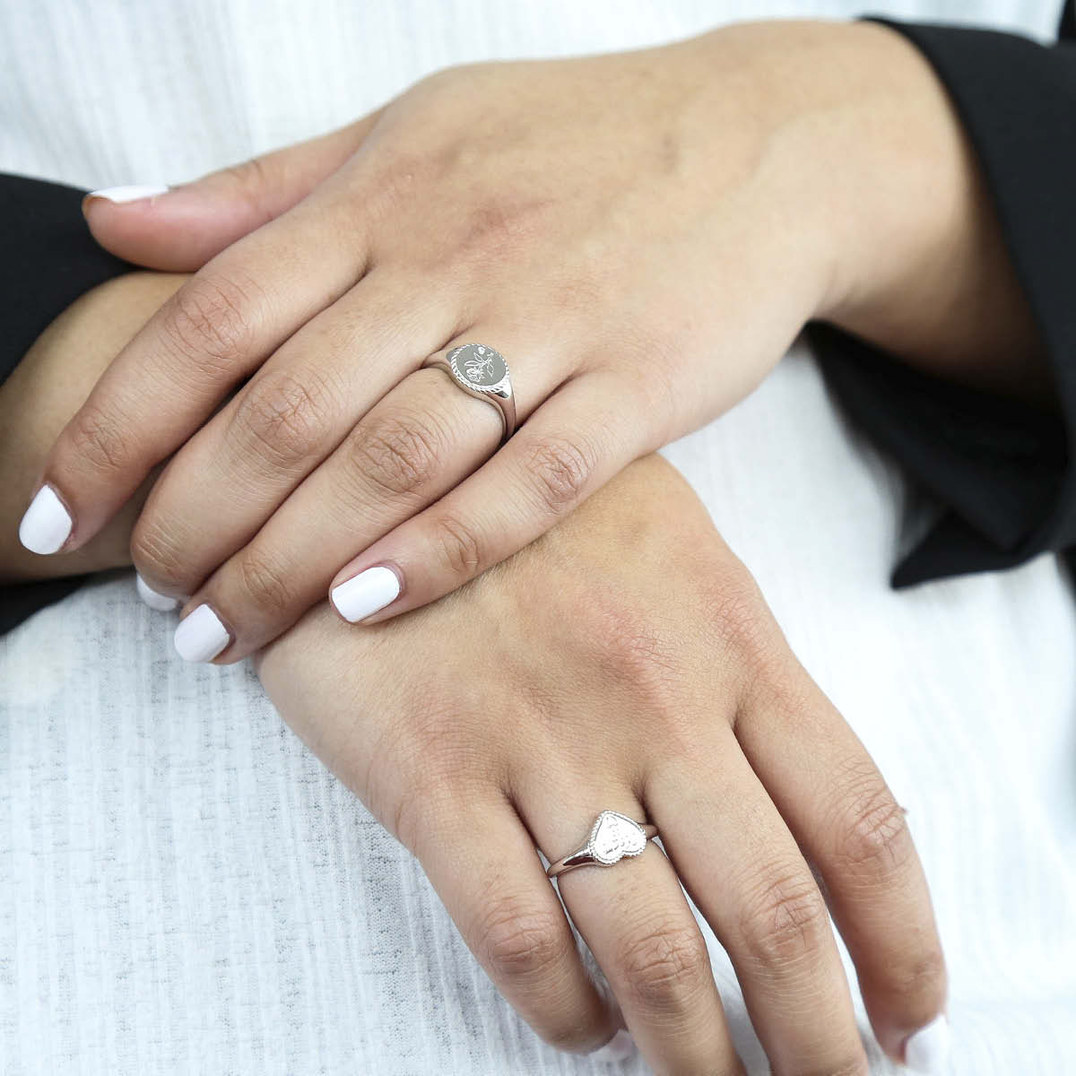 Siegelring aus 925 Silber, Herz mit Zirkonia