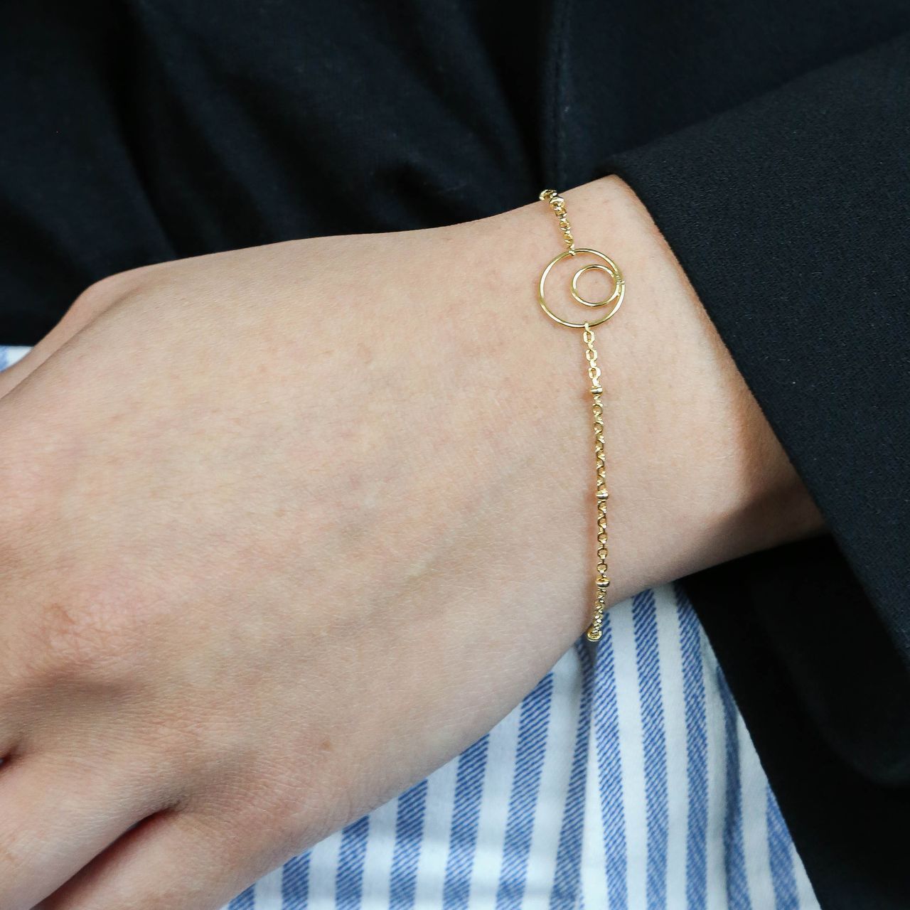Goldplated fantasiearmband met hanger voor dames