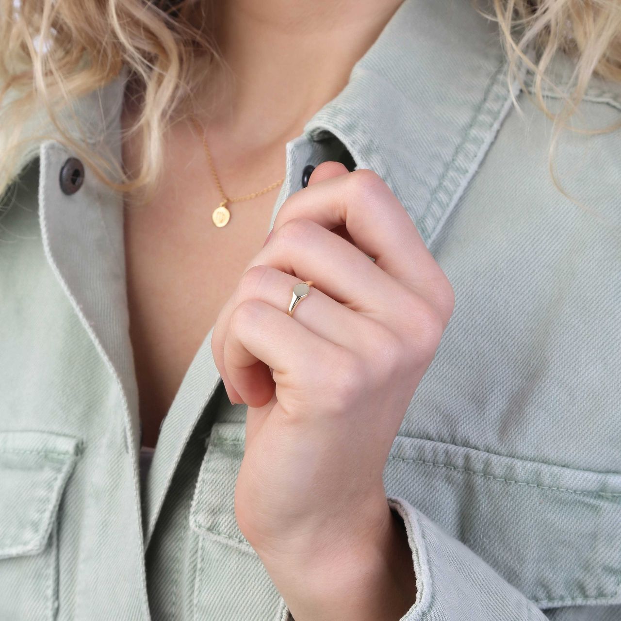 Zilveren goldplated zegelring voor dames