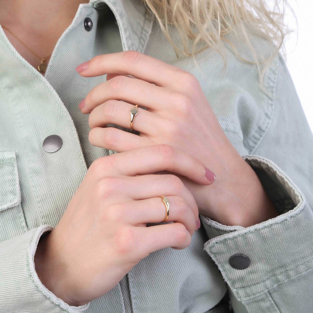 Zilveren goldplated zegelring hart voor dames