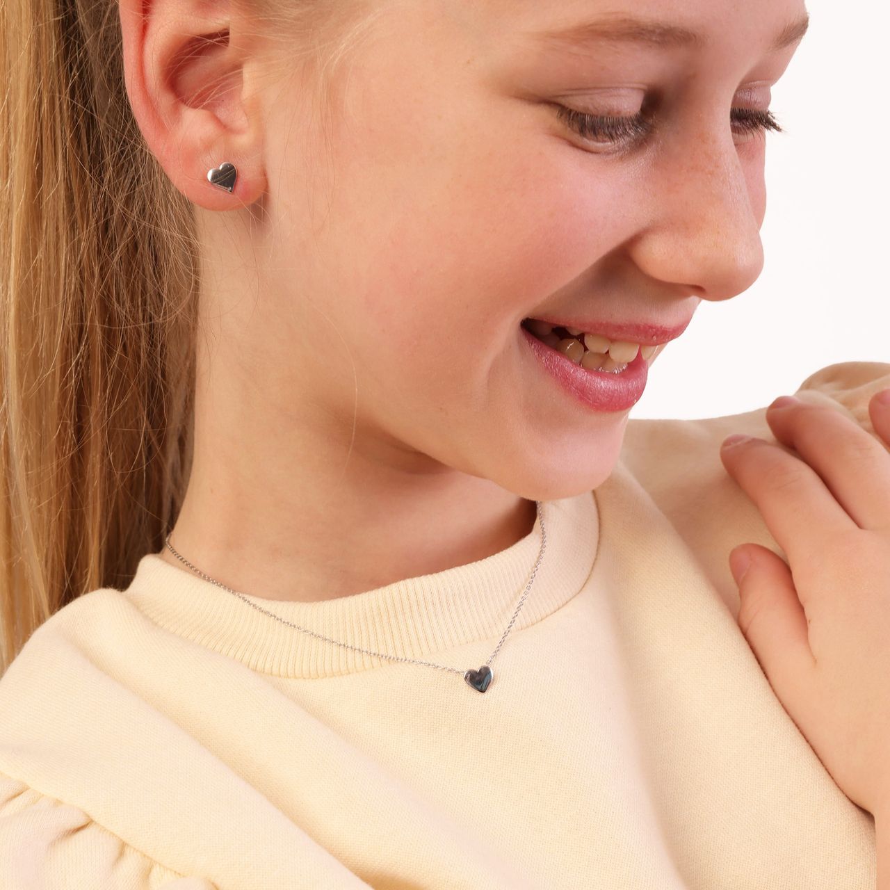 Zilveren ketting&hanger hart