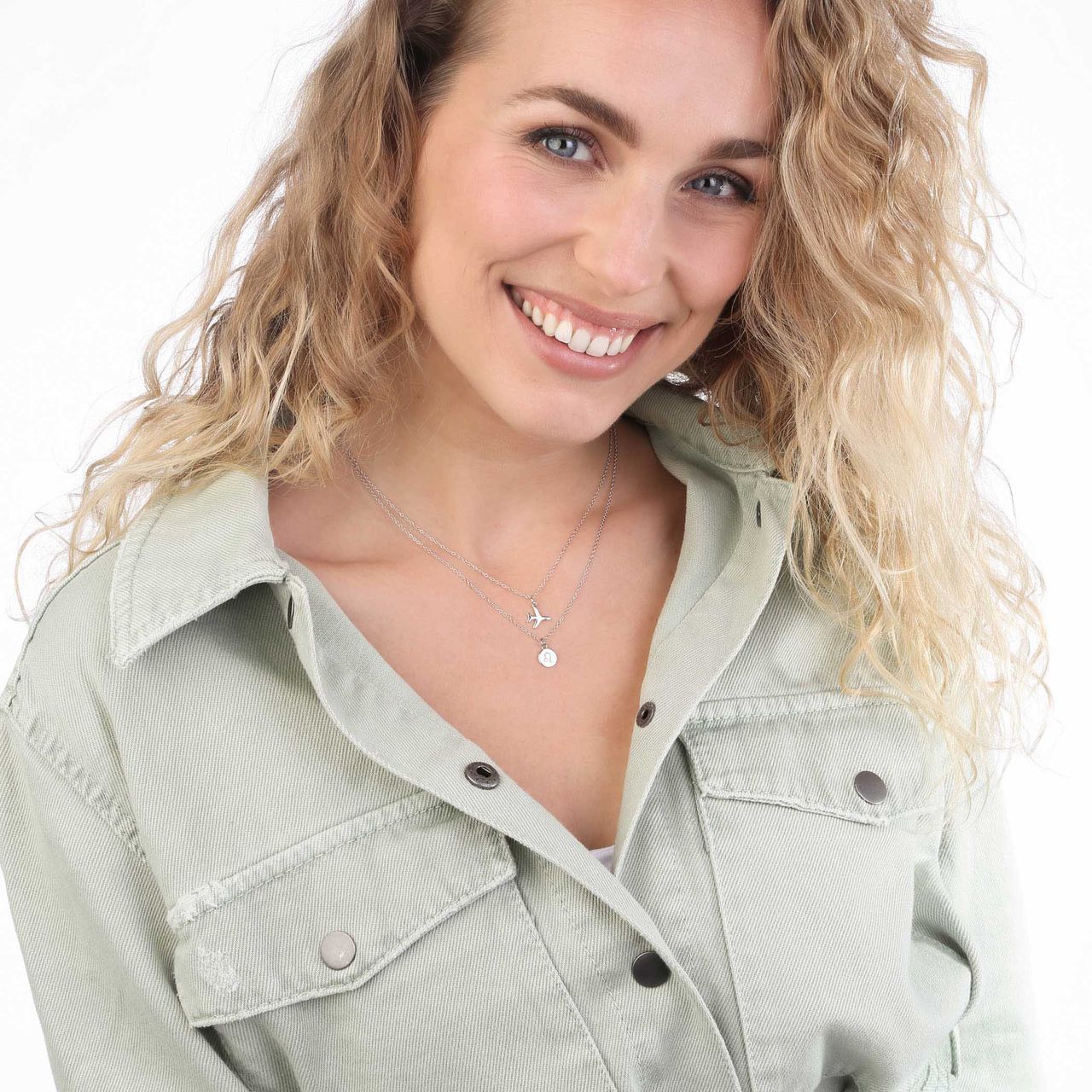 Zilveren ketting&hanger vliegtuig