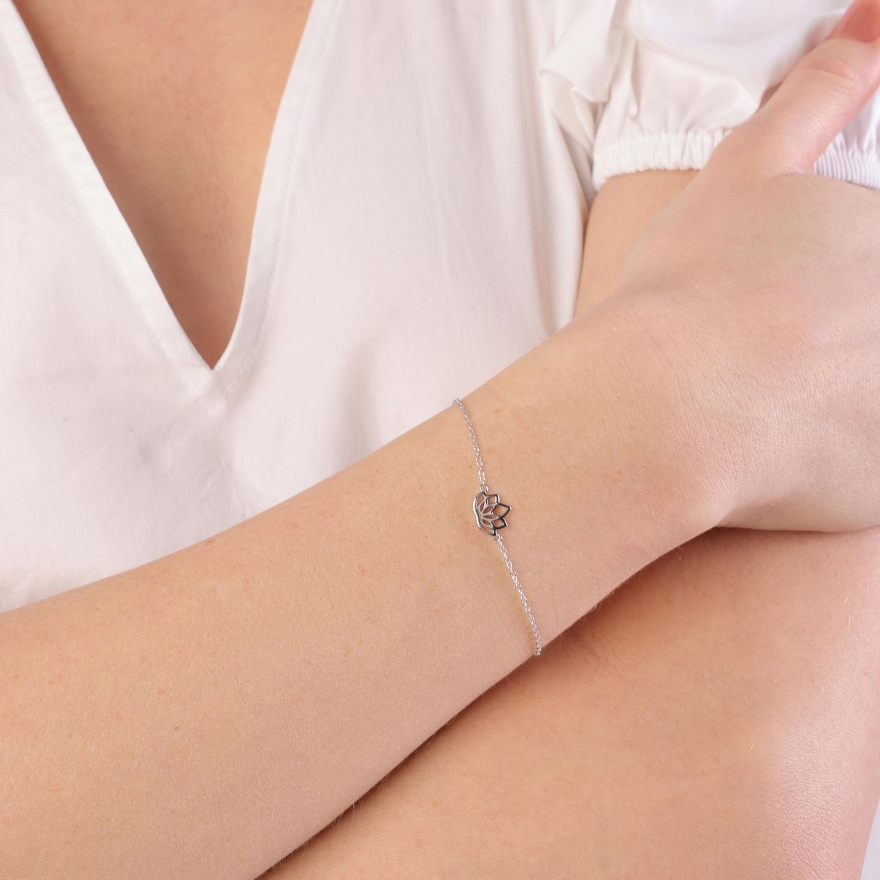 Zilveren armband lotus
