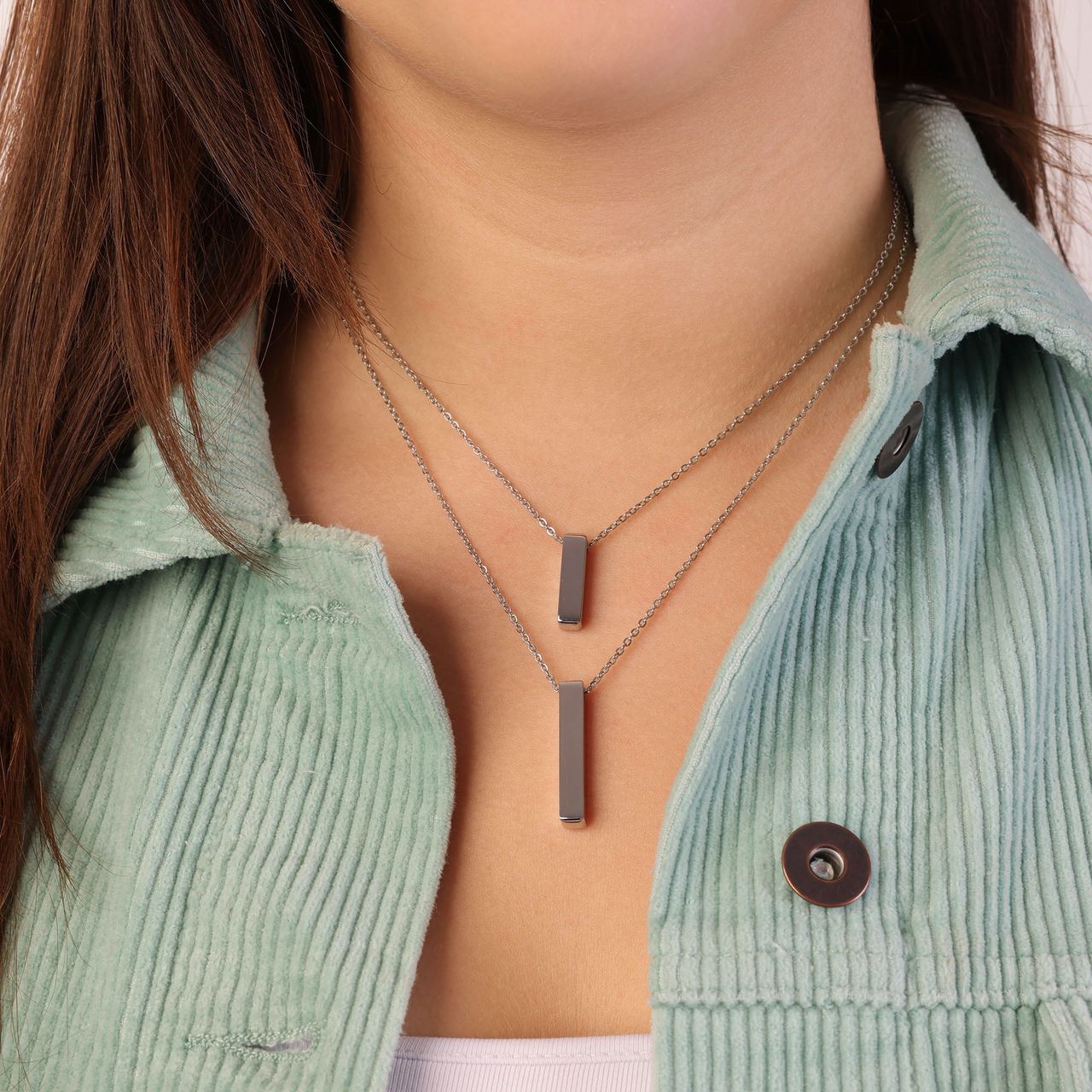 Gerecycled stainless steel ketting&hanger bar vierkant 30mm