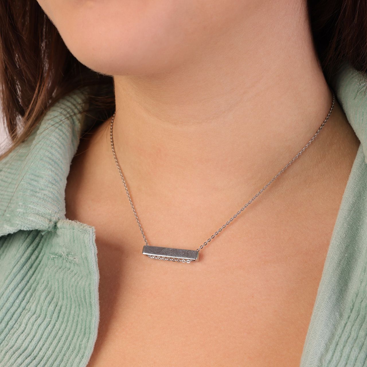 Gerecycled stainless steel ketting&hanger bar vierkant 30mm