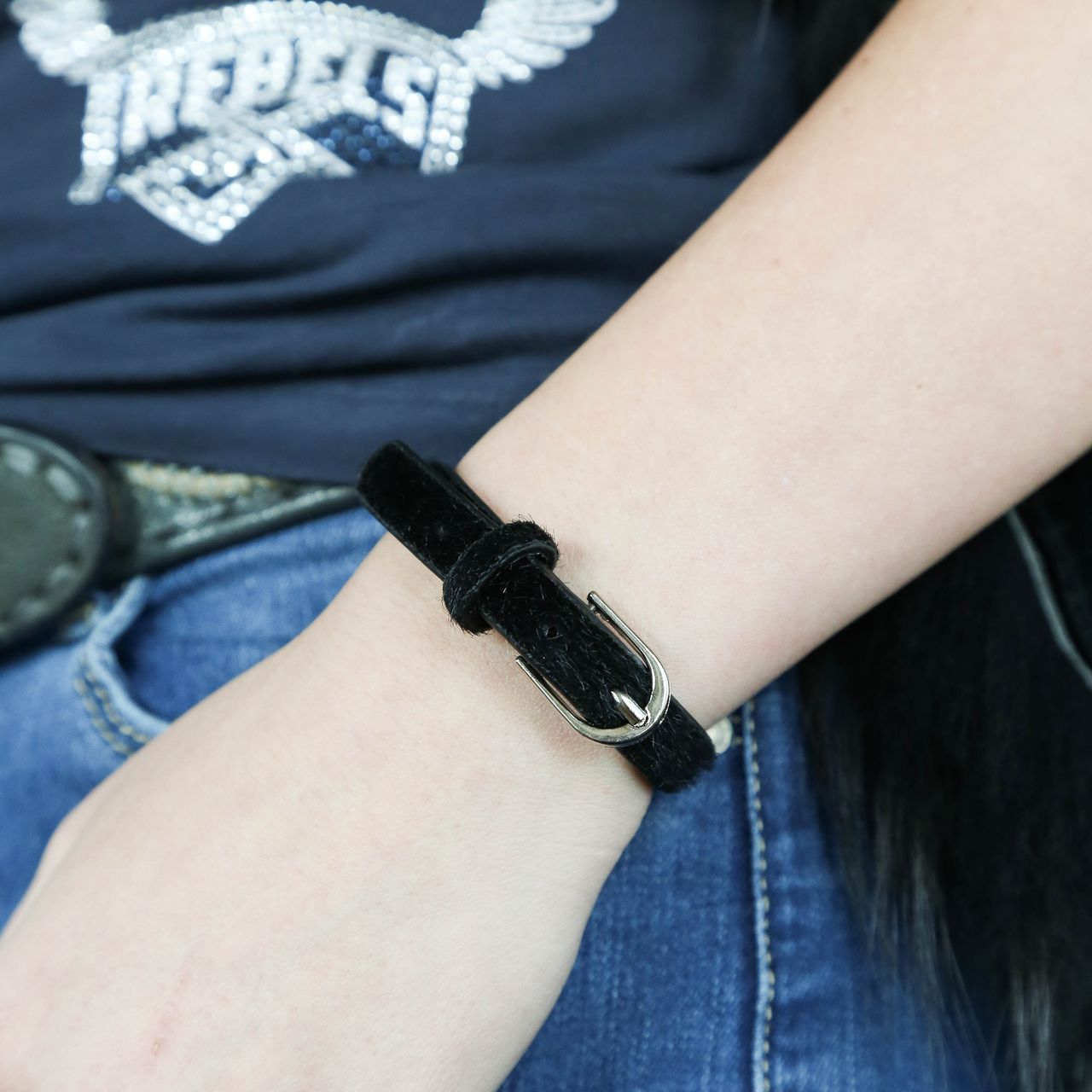Byoux armband dierenprint zwart