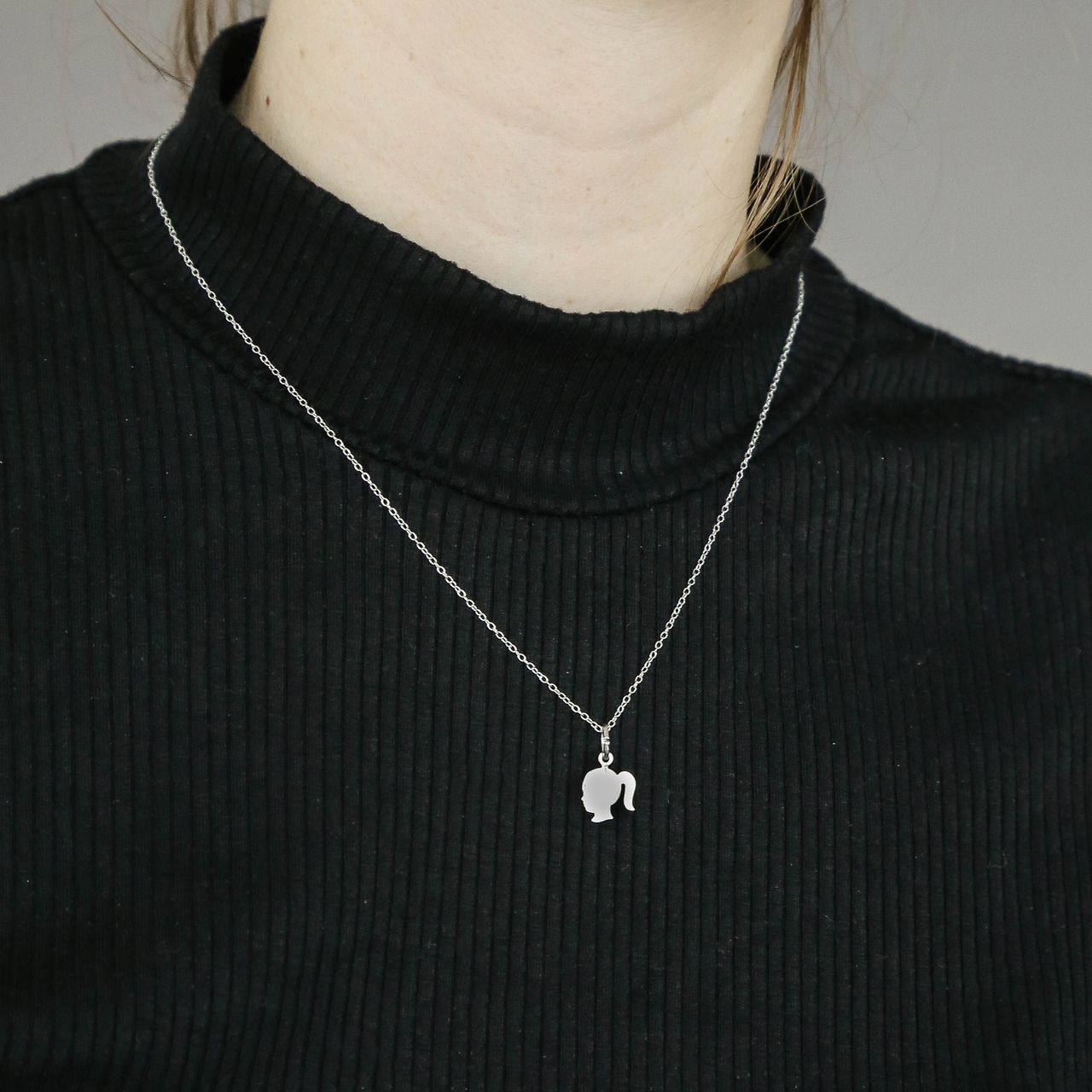 Anhänger, 925 Silber, Mädchenkopf