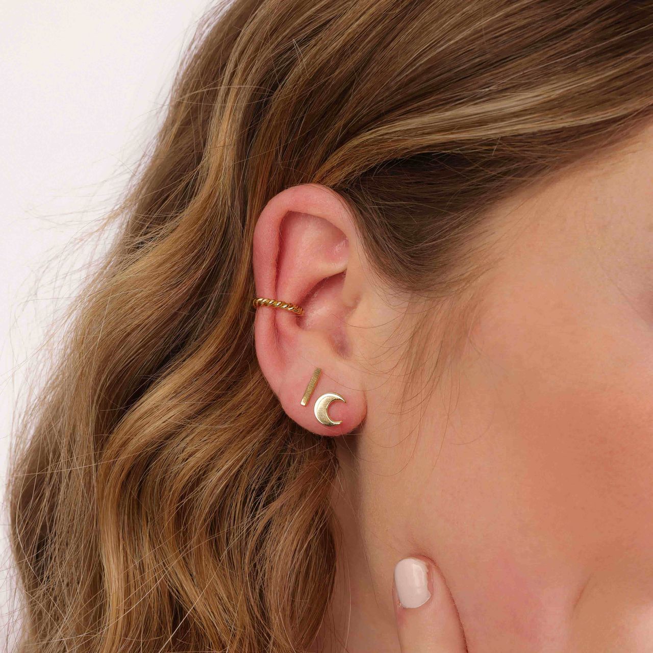 Zilveren oorbellen goldplated galaxy maan