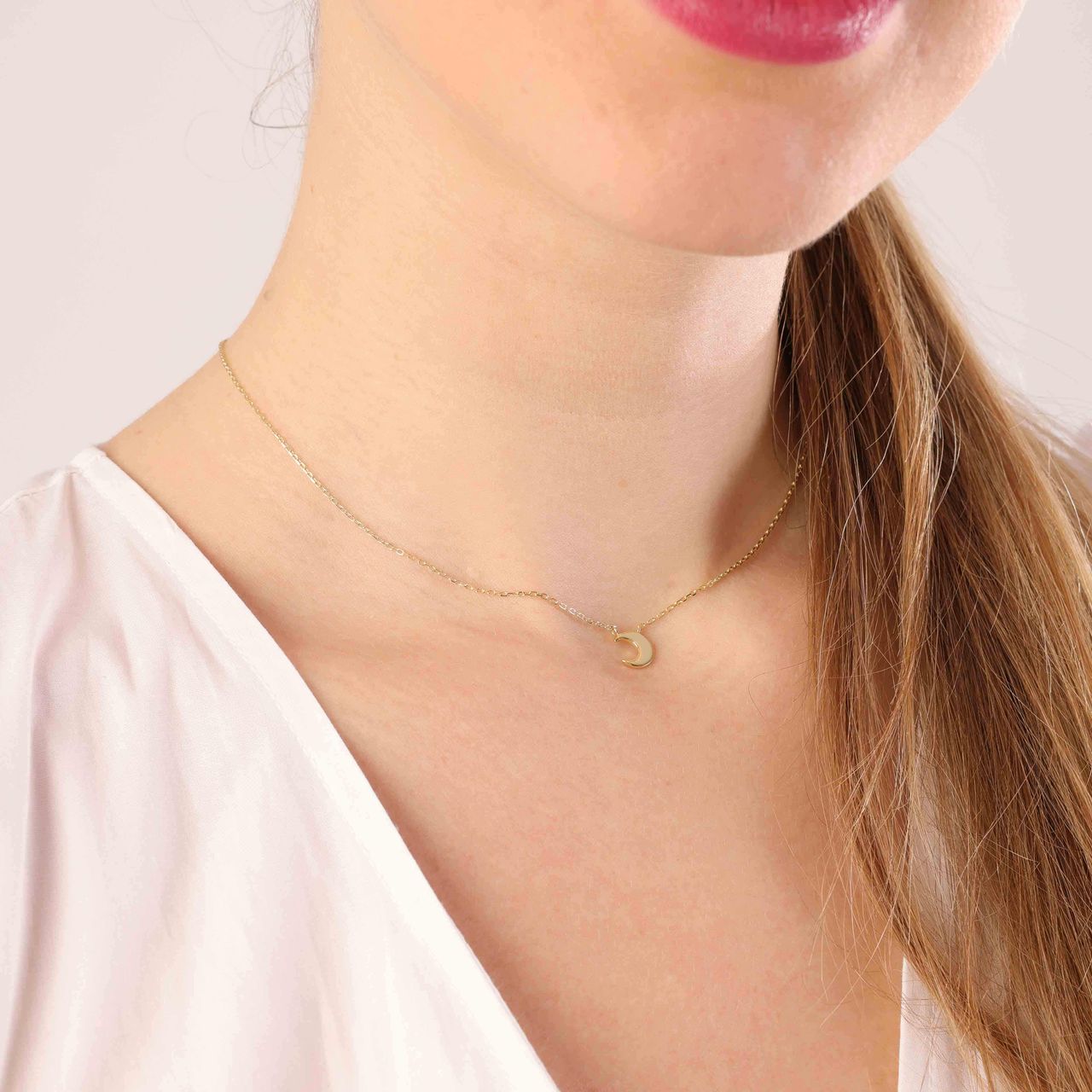 Zilveren ketting&hanger goldplated galaxy maan