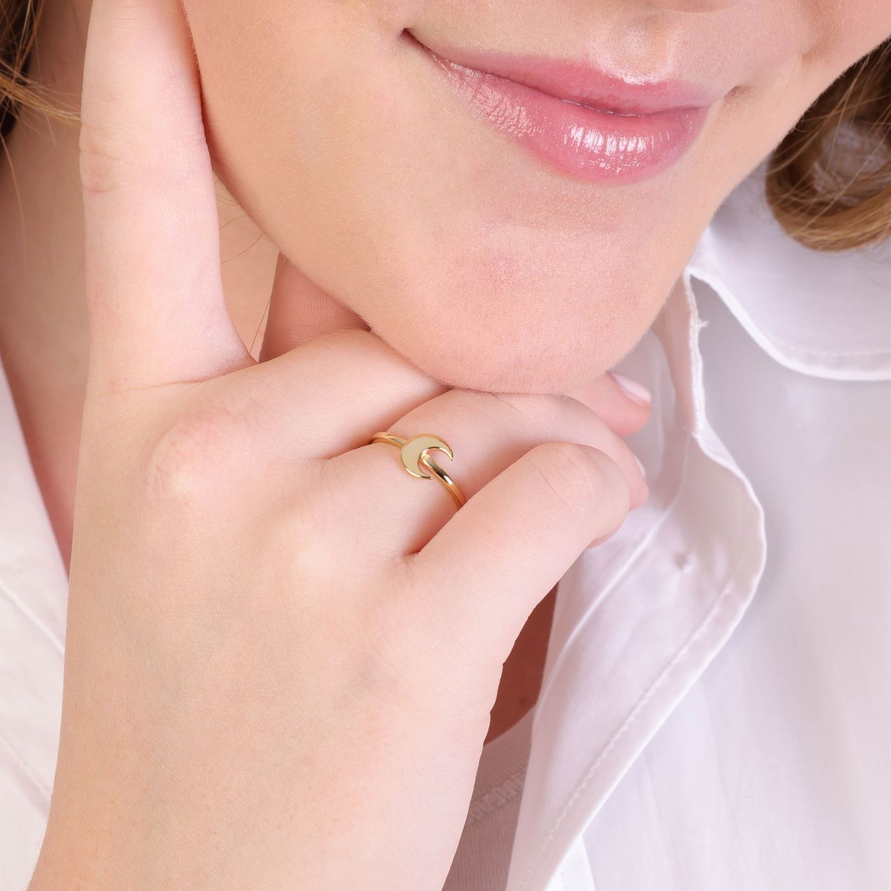 Zilveren ring goldplated galaxy maan