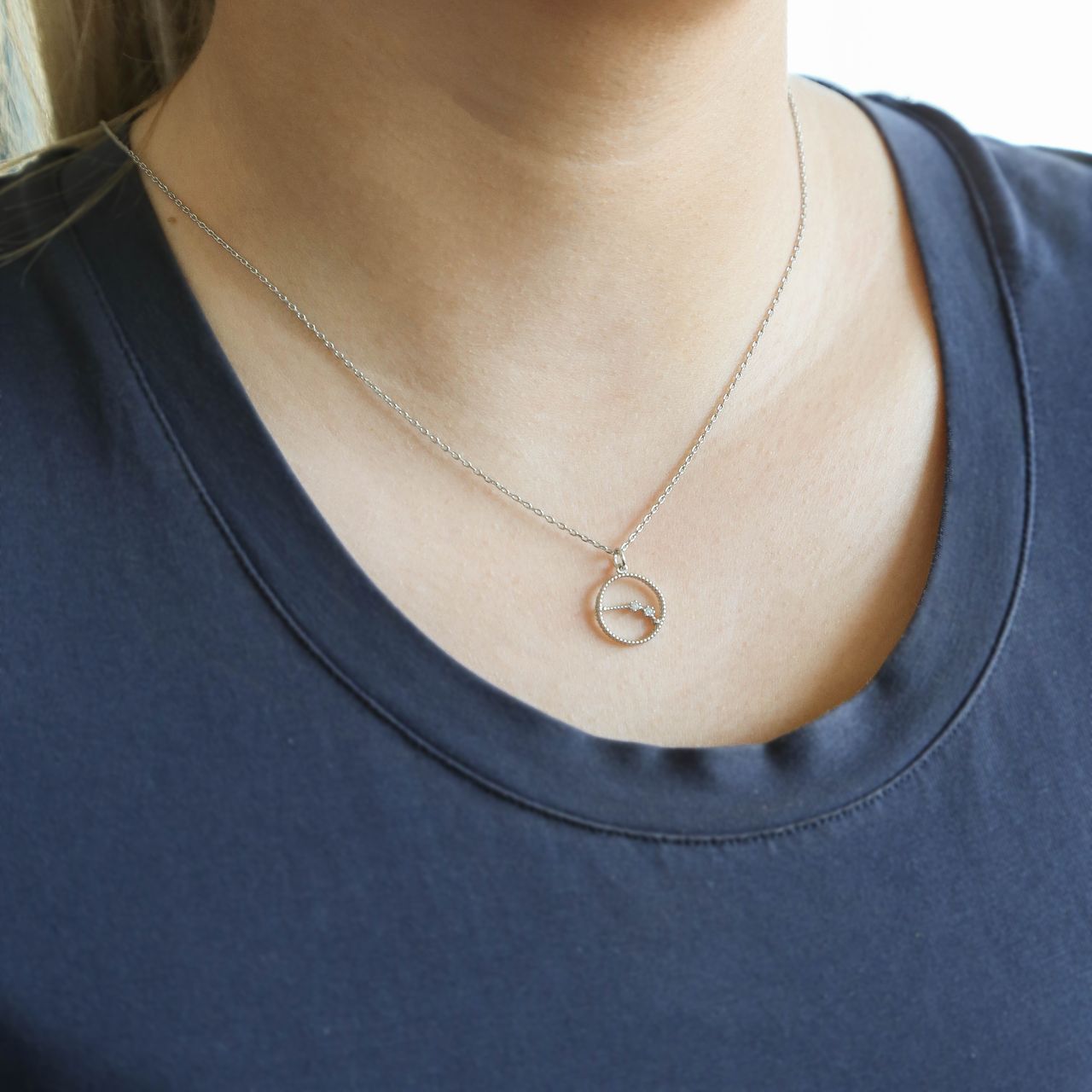 Bijoux zilverkleurige ketting met hanger sterrenbeeld Ram voor dames