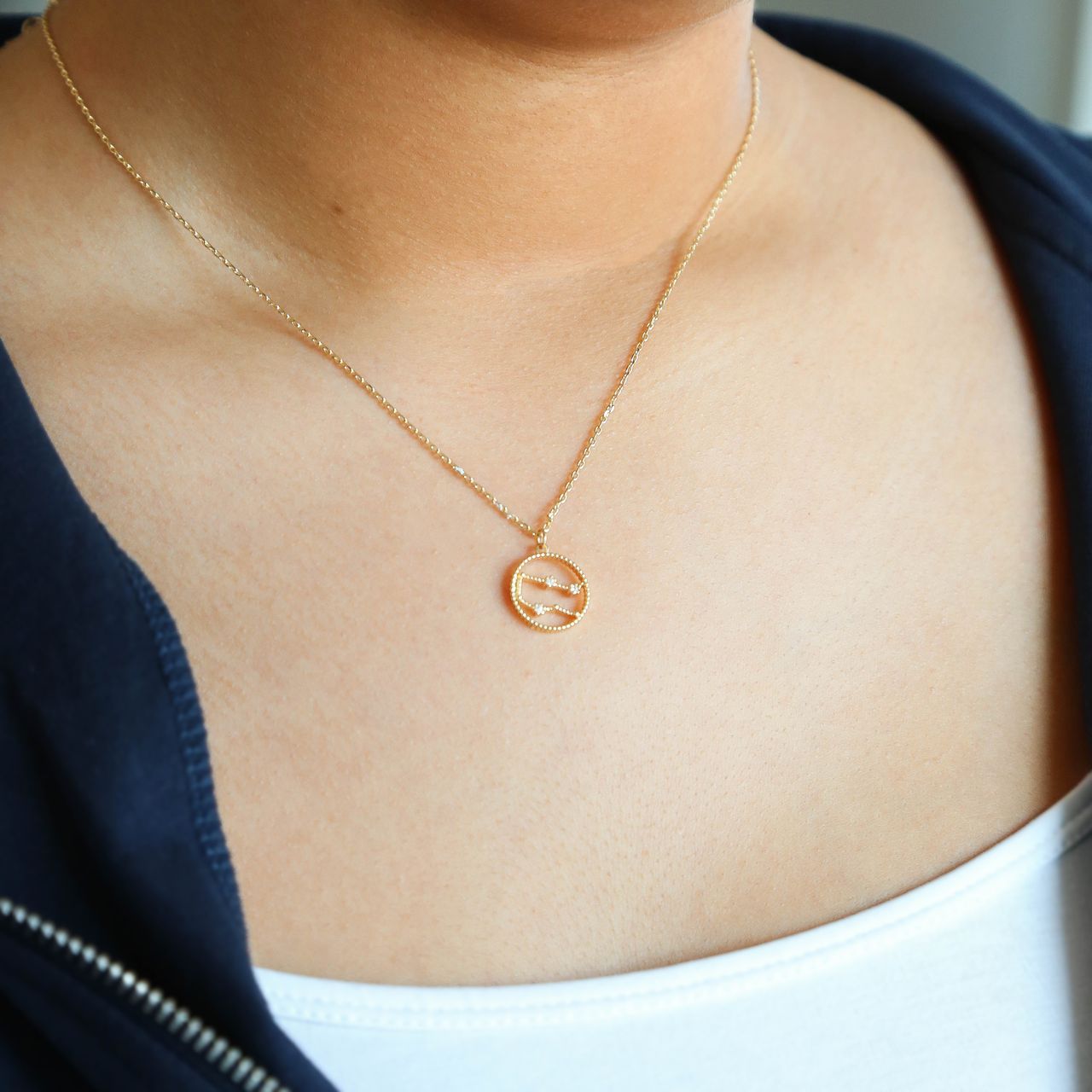 Goudkleurige byoux ketting sterrenbeeld tweeling