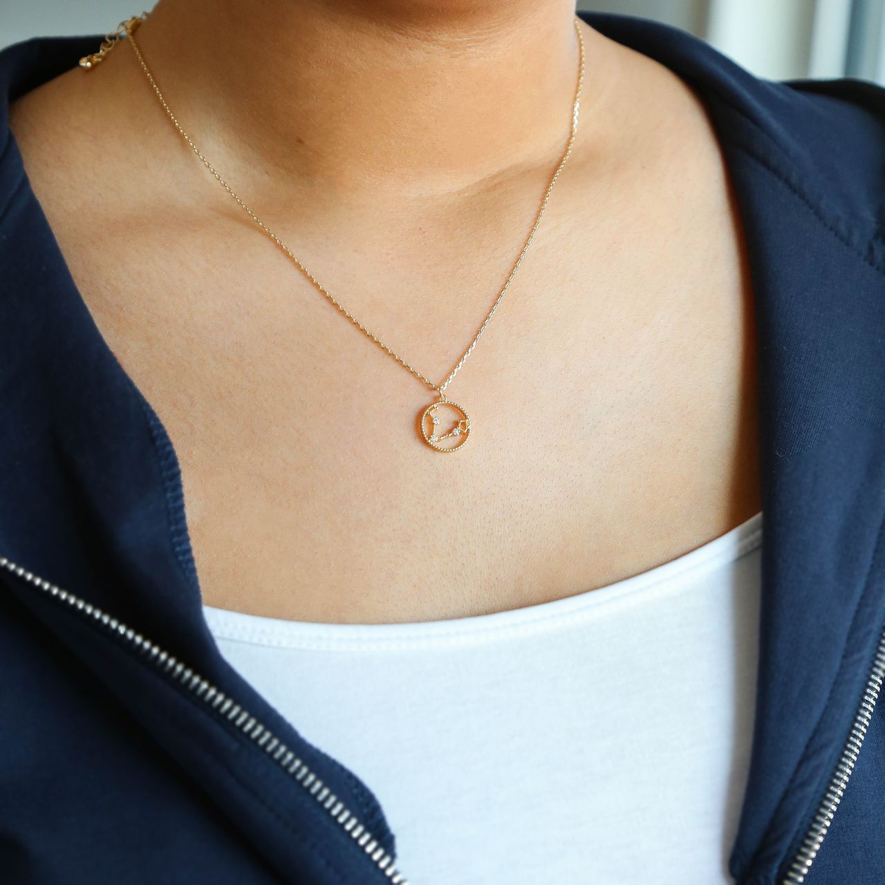 Bijoux goudkleurige ketting met hanger sterrenbeeld Vissen voor dames