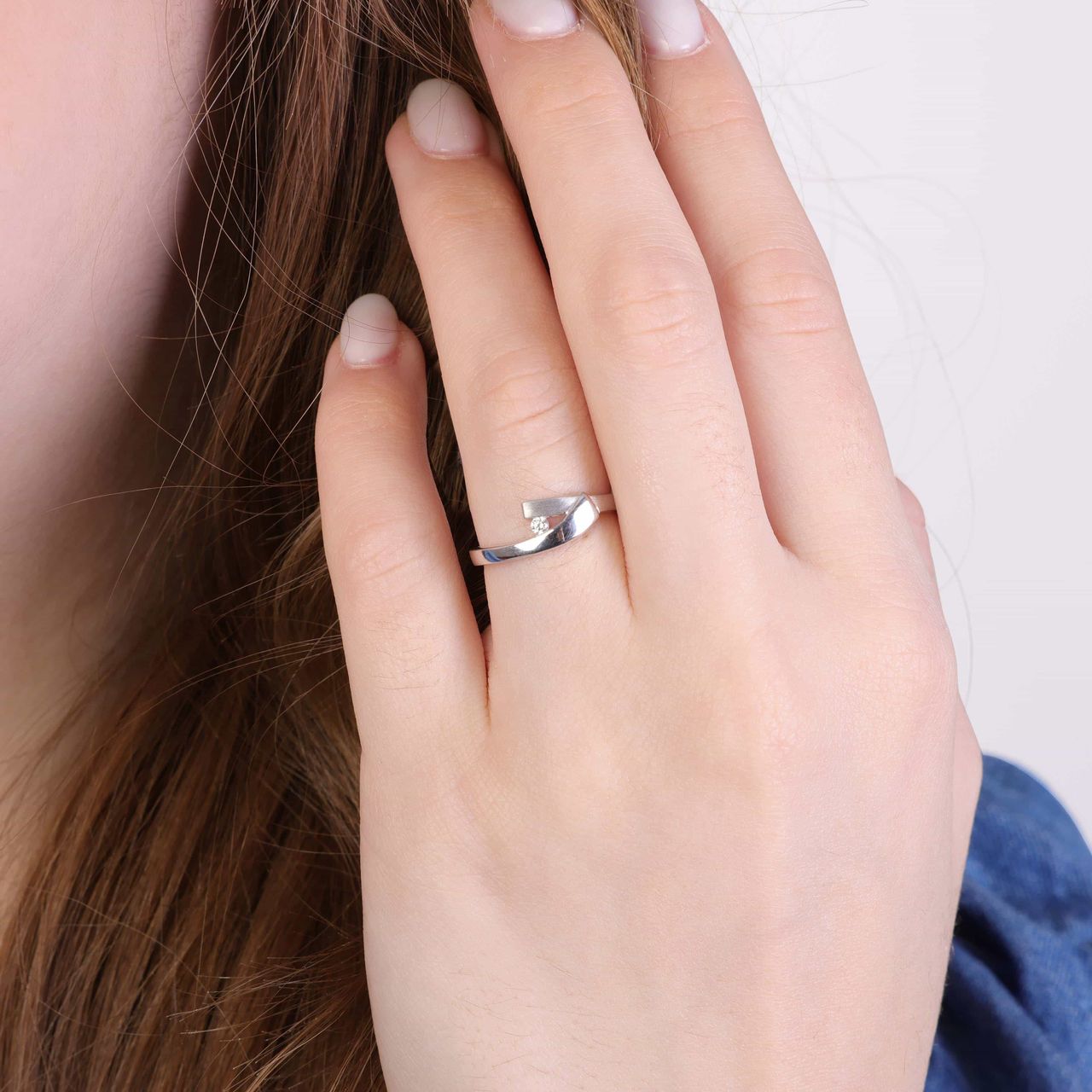 Ring, 925 Silber, matt/glänzend, mit Zirkonia