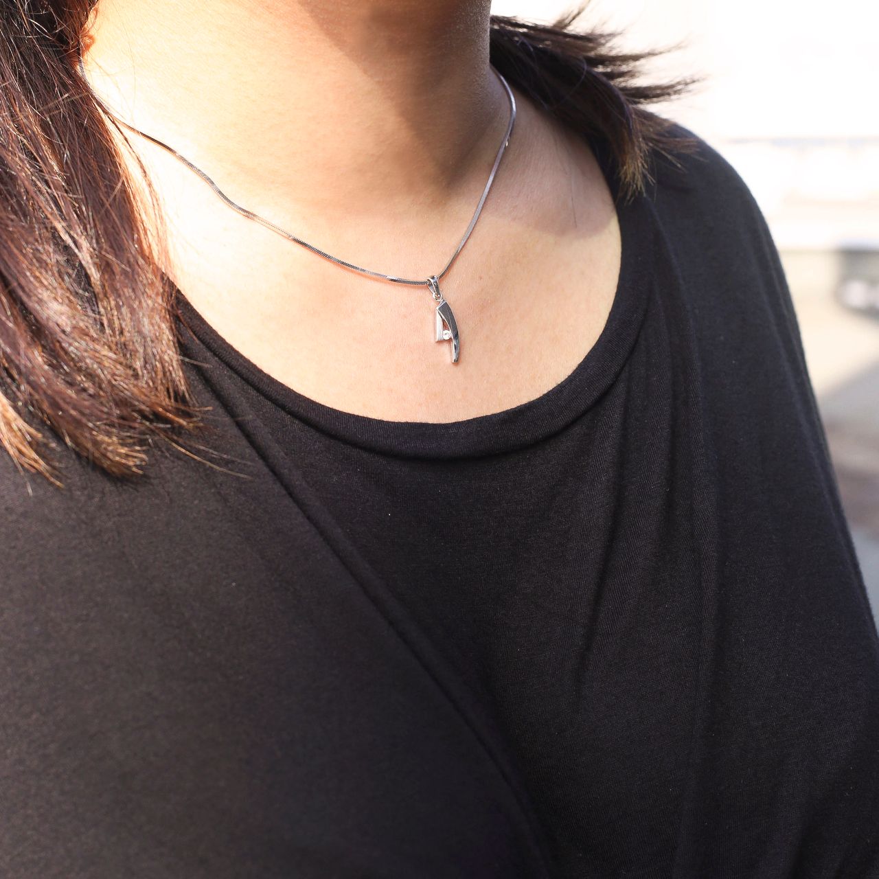 Zilveren ketting&hanger mat/glans zirkonia