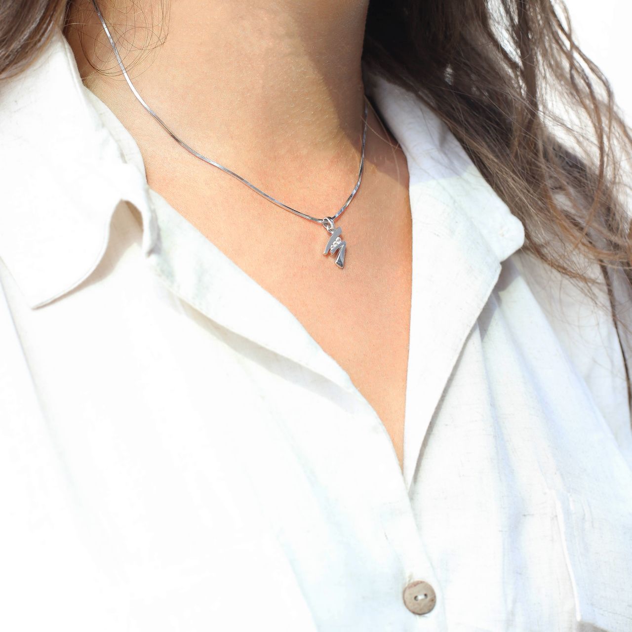 Zilveren ketting&hanger mat/glans zirkonia