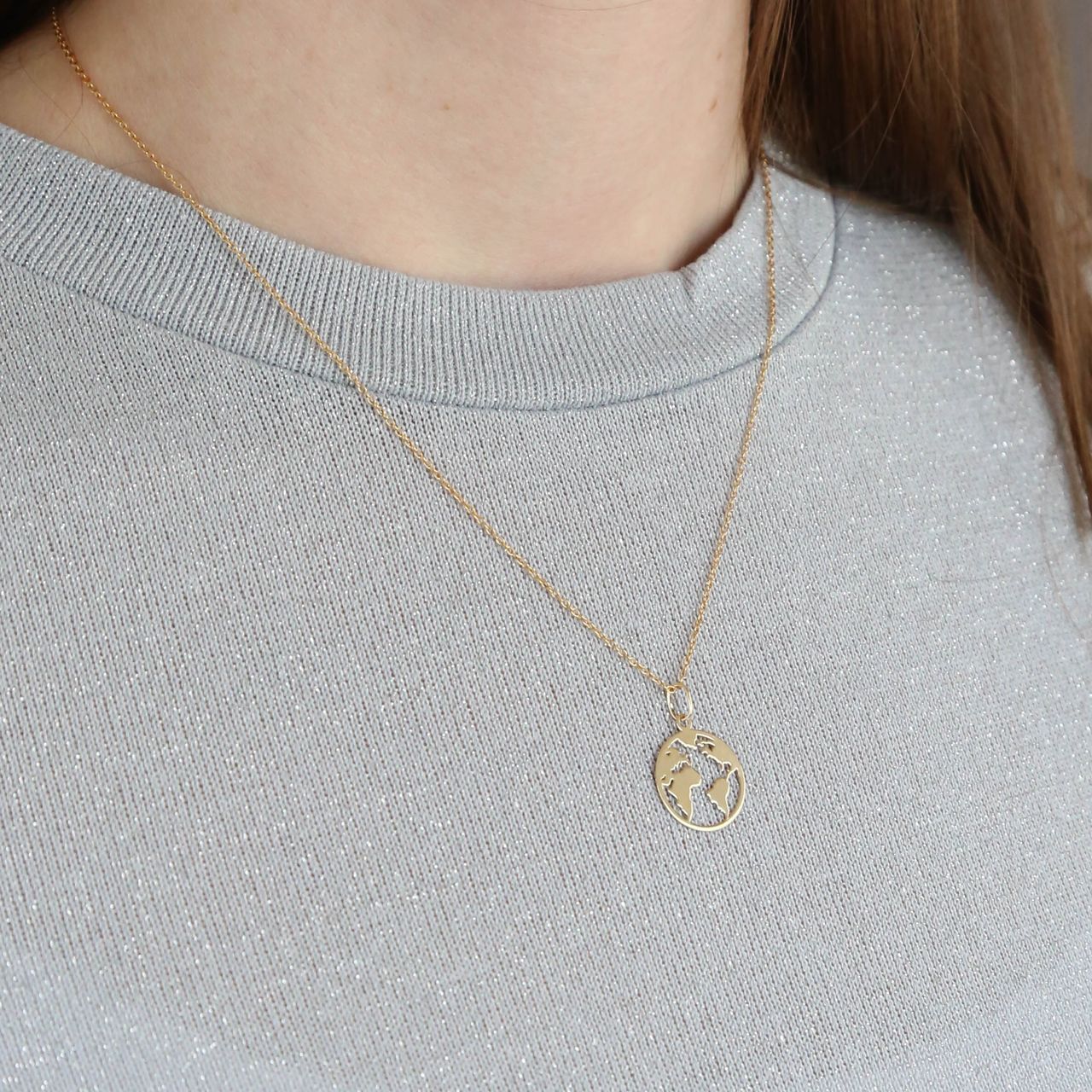 Weltkarten-Anhänger, 375 Gold