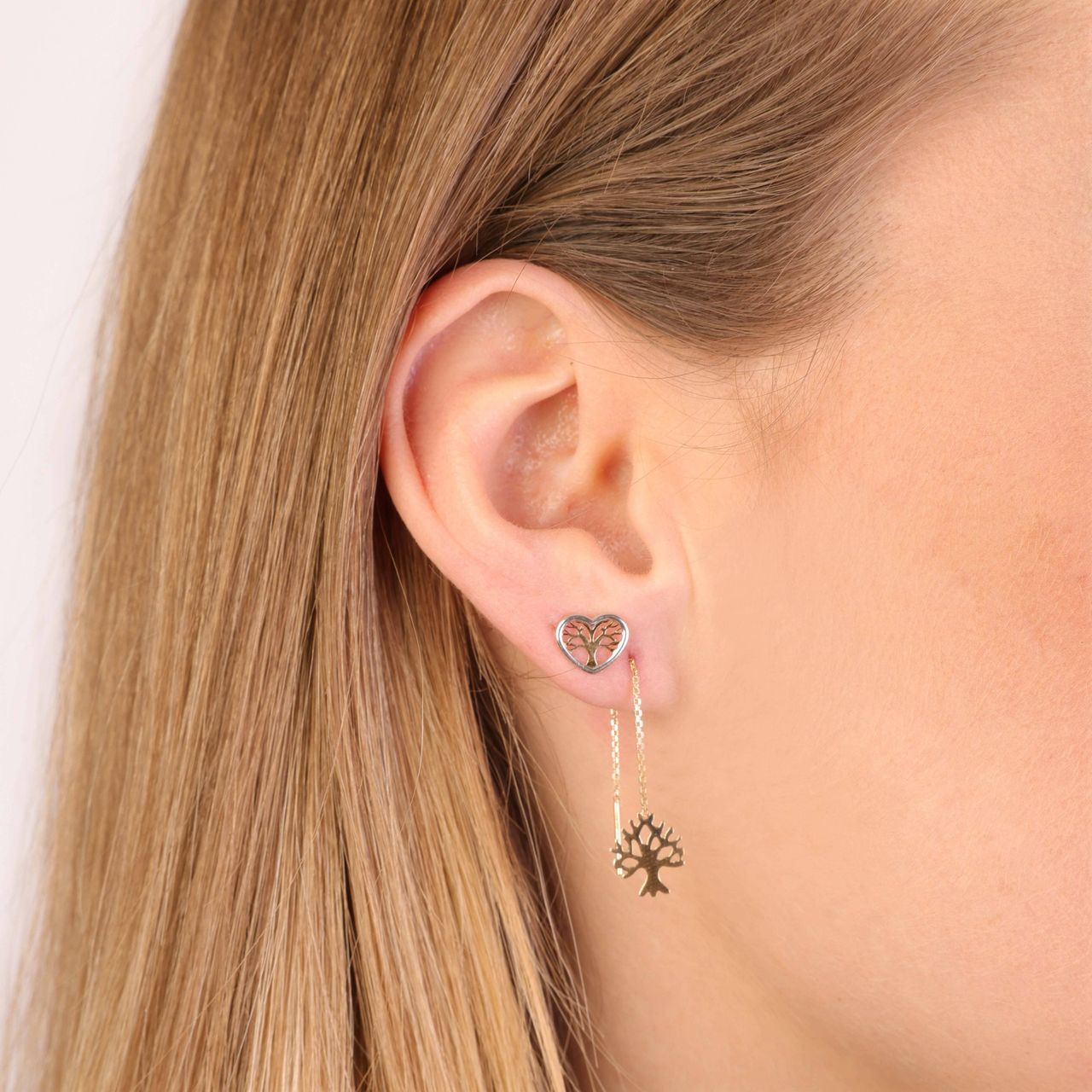9 karaat oorbellen levensboom pull thru voor dames