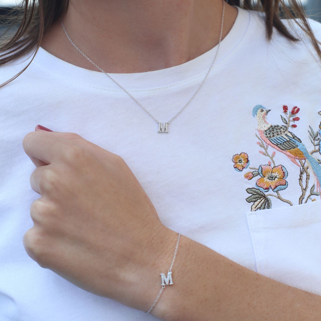Zilveren set alfabet met zirkonia