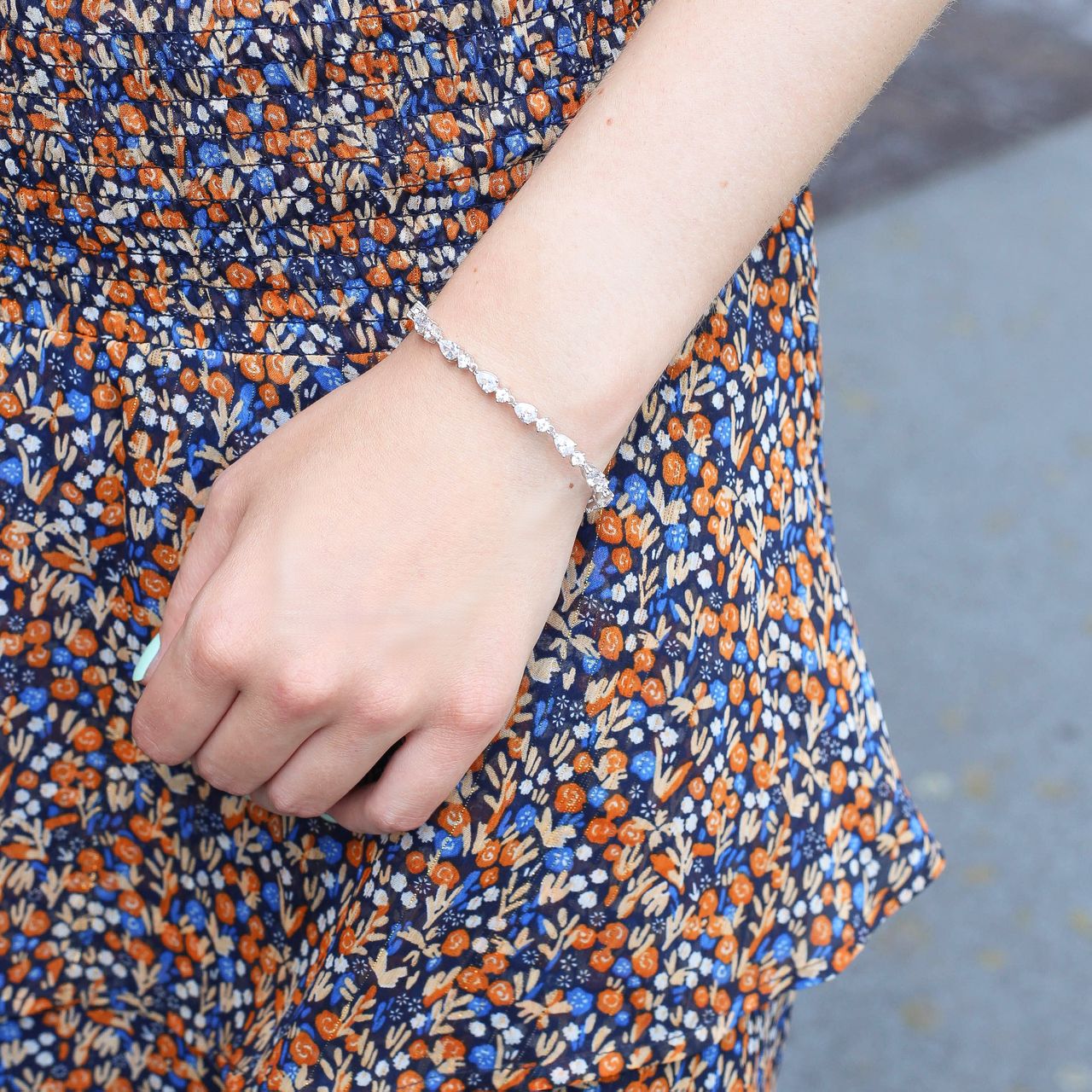 Silberarmband, Tropfen mit Zirkonia