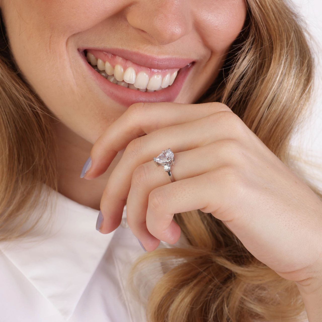 Silberring, Tropfen mit Zirkonia