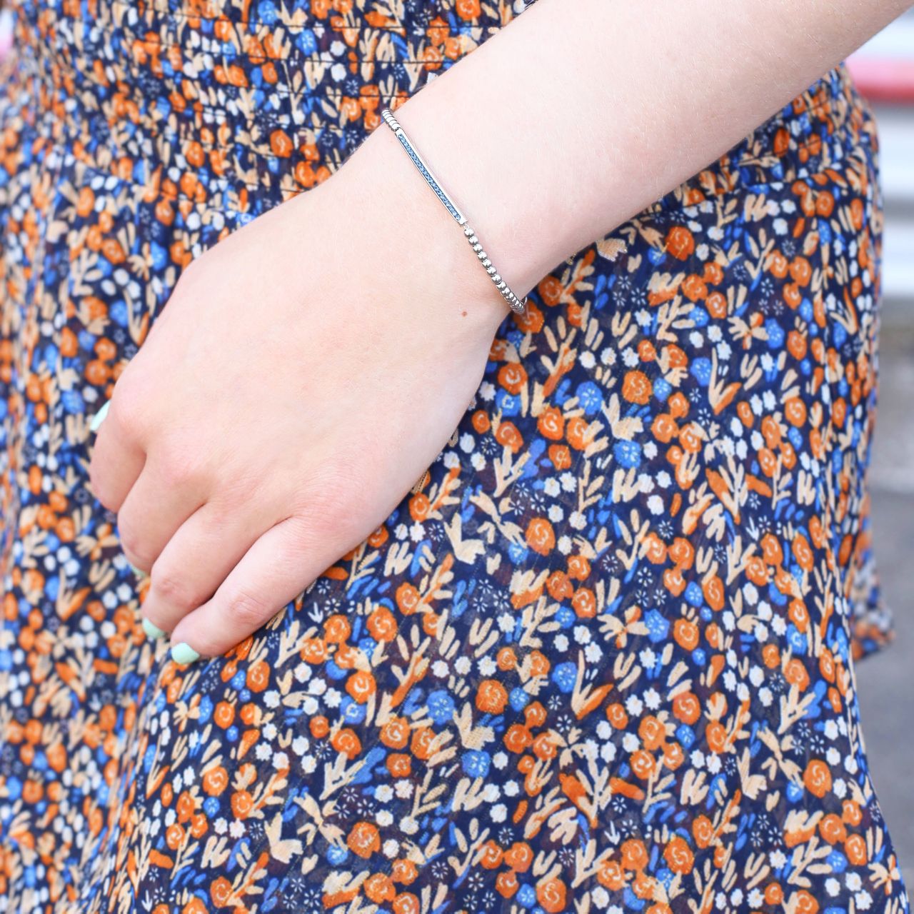 Gerecycleerd stalen armband bol/bar montana kristal