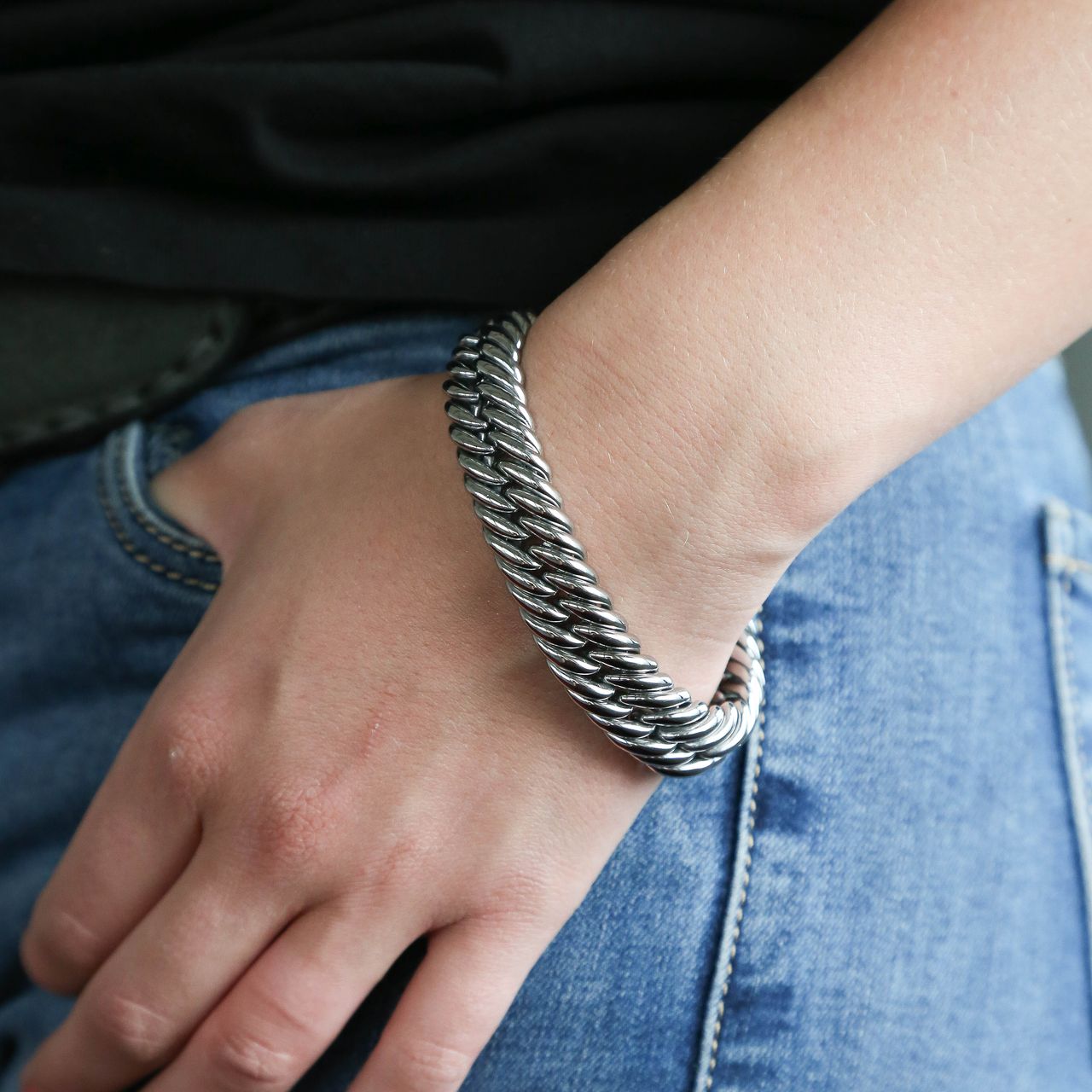 Stalen armband gourmetschakel