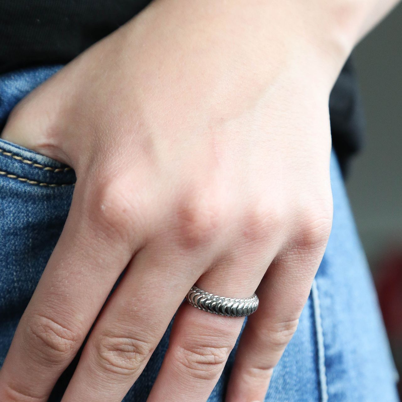 Stainless steel ring fantasieschakel