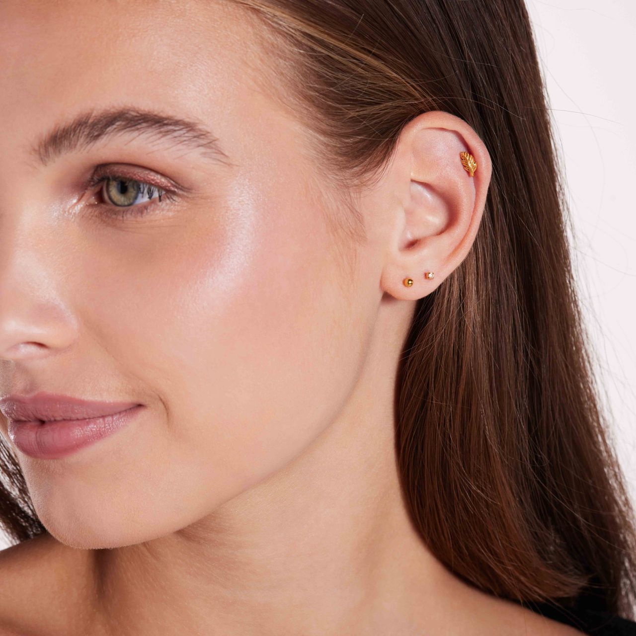 Stainless steel goldplated helixpiercing veer voor dames