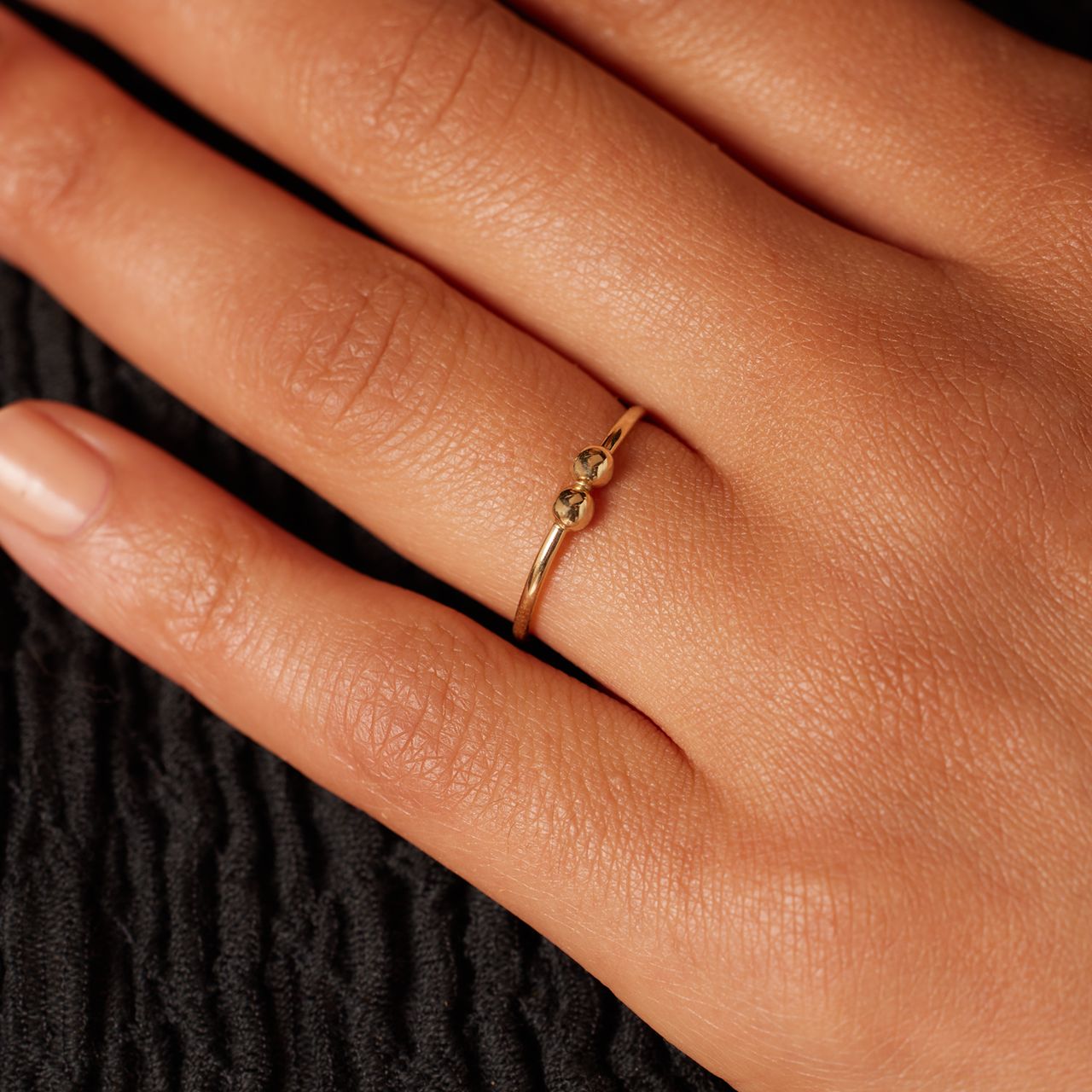 Ring, 585 Gelbgold, 2 Kugeln