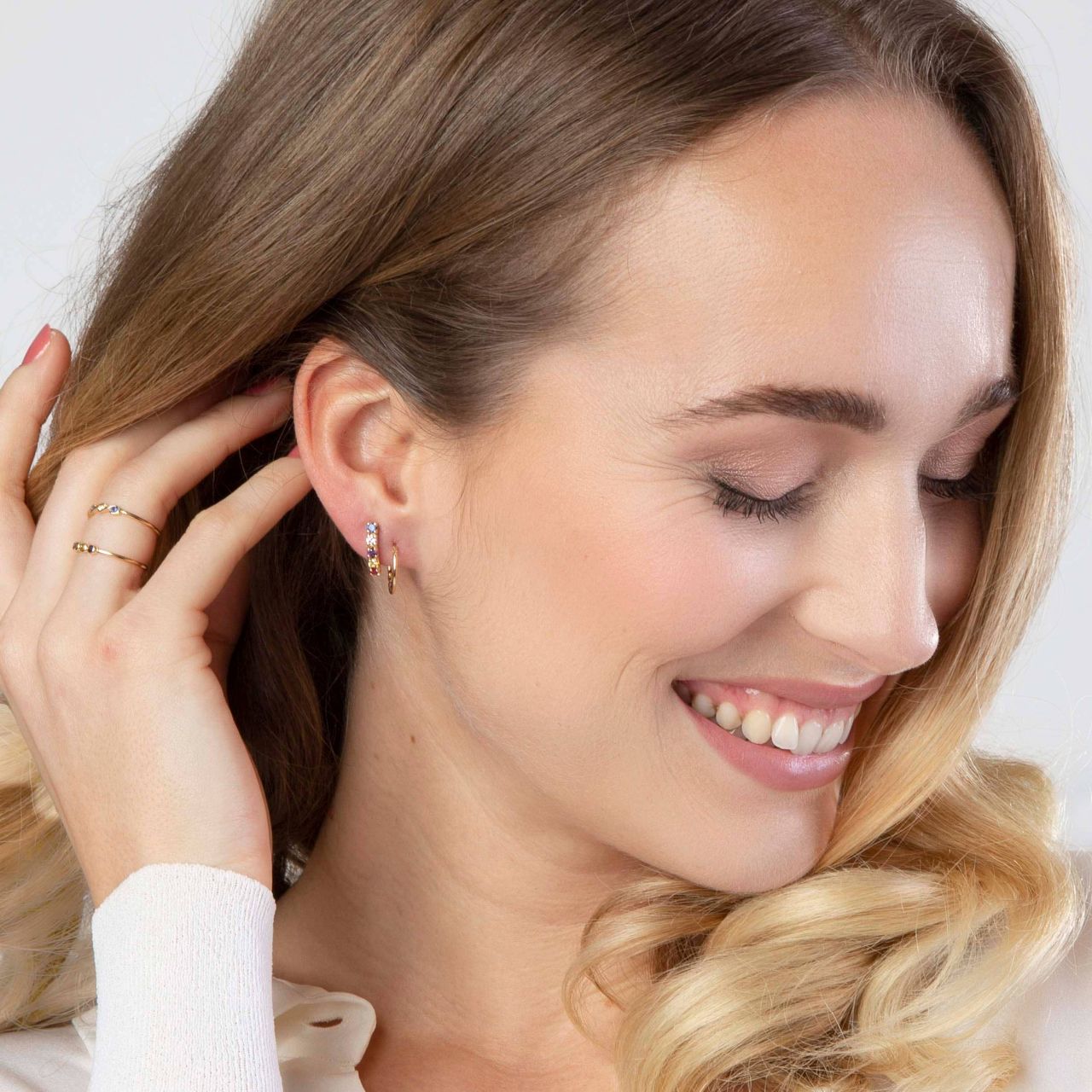 Ring, 585 Gold, 5 bunte Zirkonia